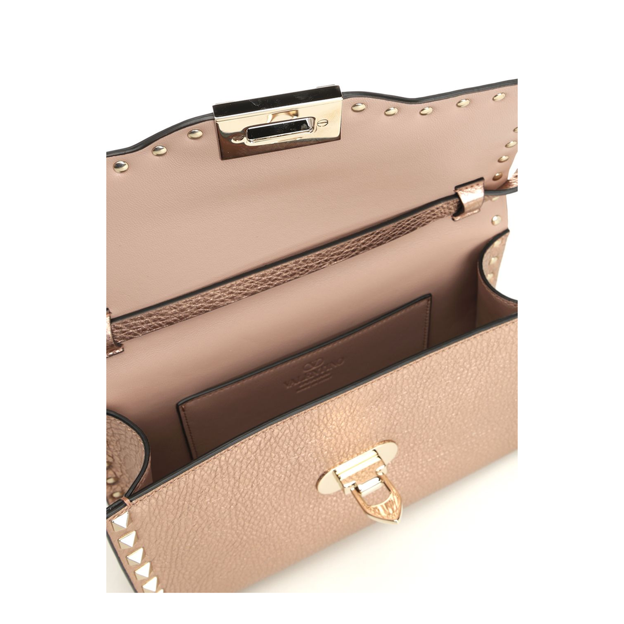 Rockstud Small Laminated Calfskin Crossbody - Rose Cannelle - Image 4