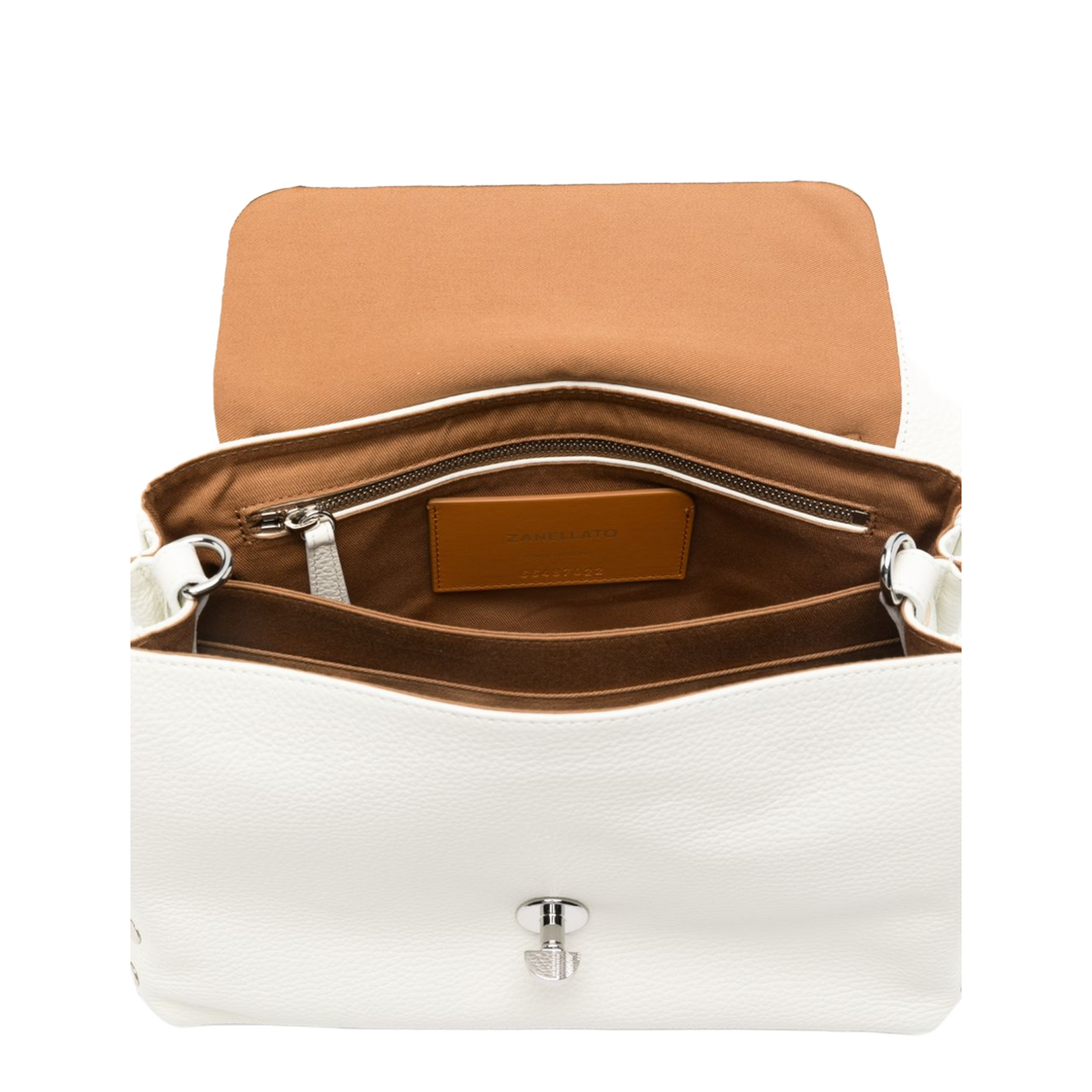 Postina Small Tumbled Leather Messenger Bag - Bianco Latte - Image 3