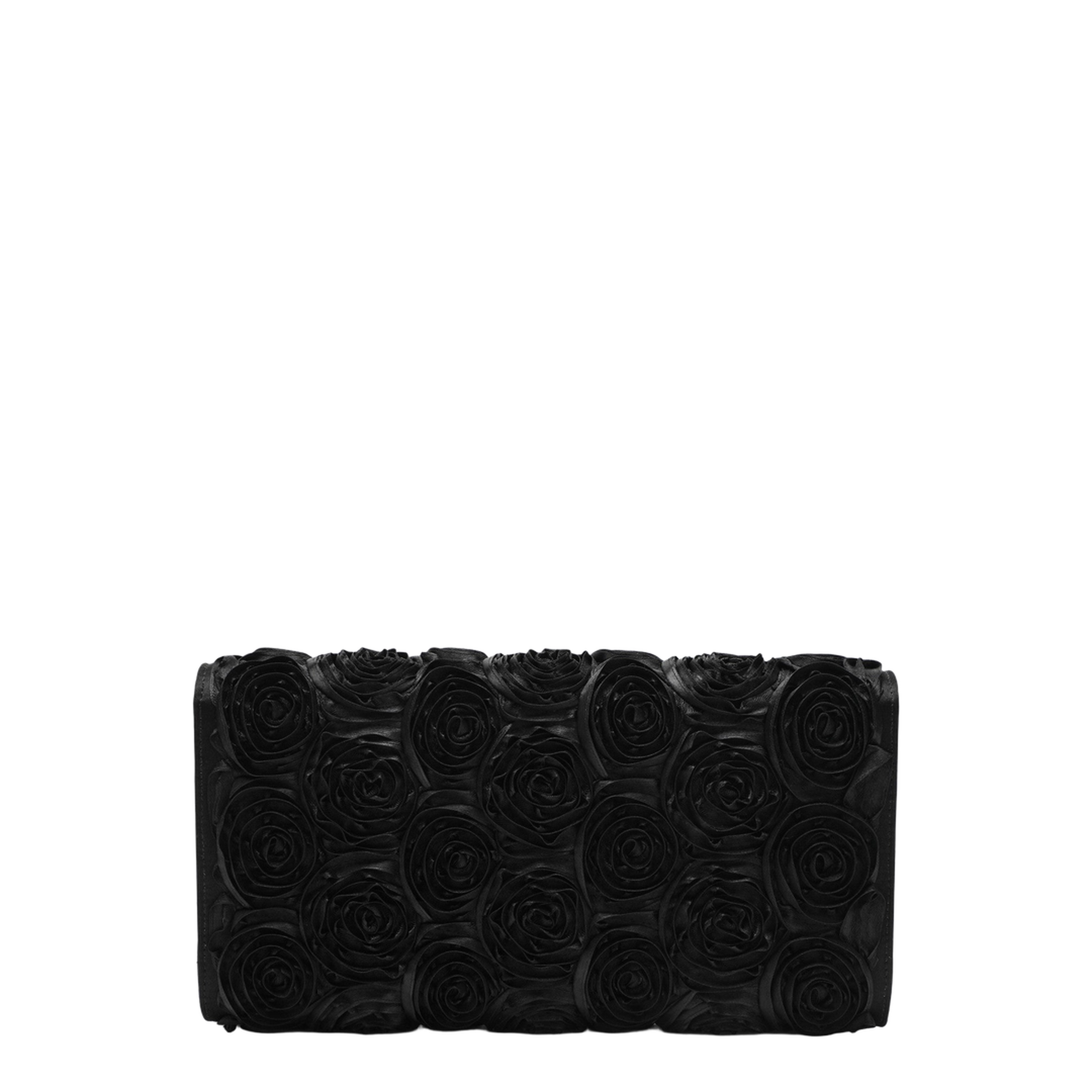 Satin Bag with Crystal Buckle and Rose Detail - Image 2