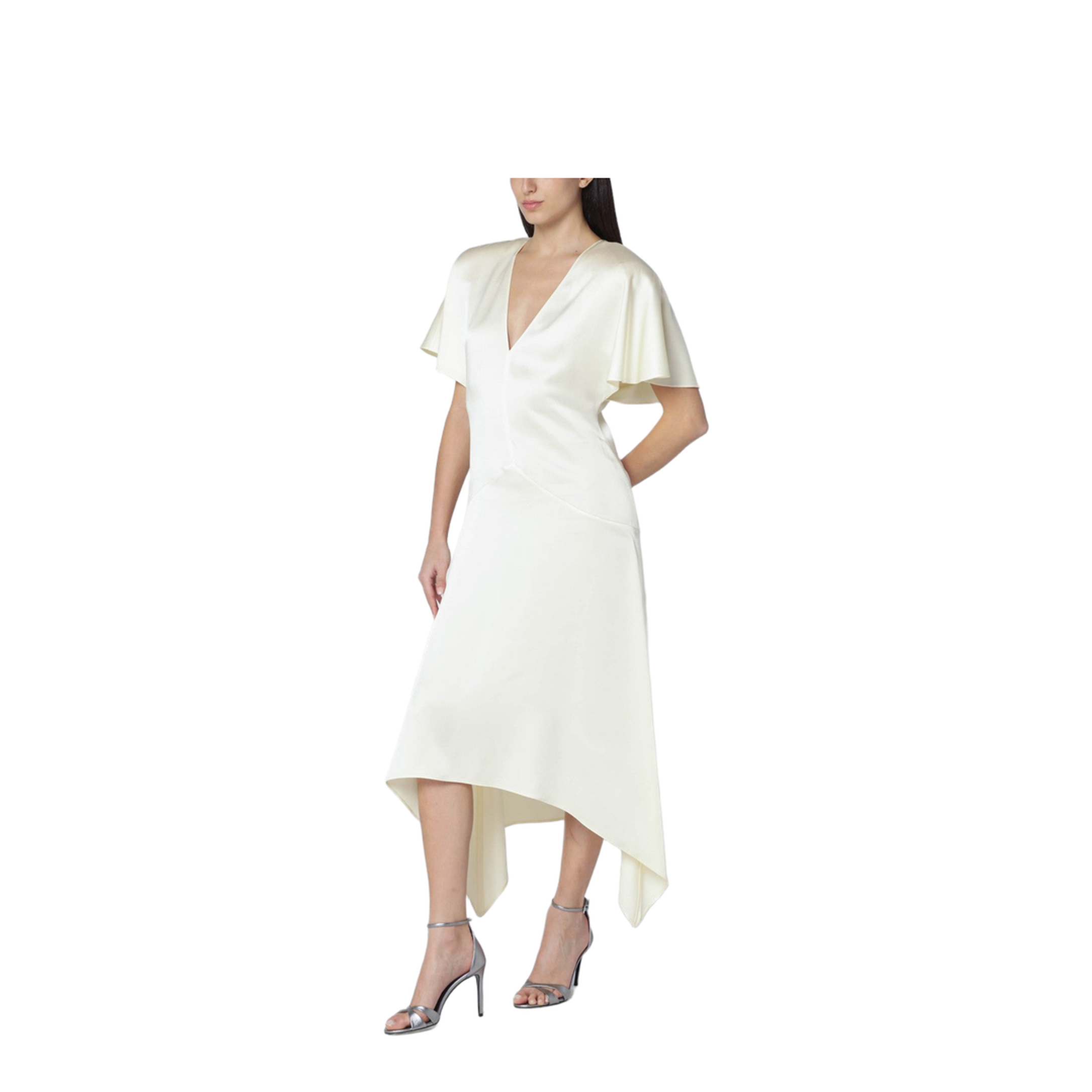 Butter-colored Satin Midi Dress - Image 1