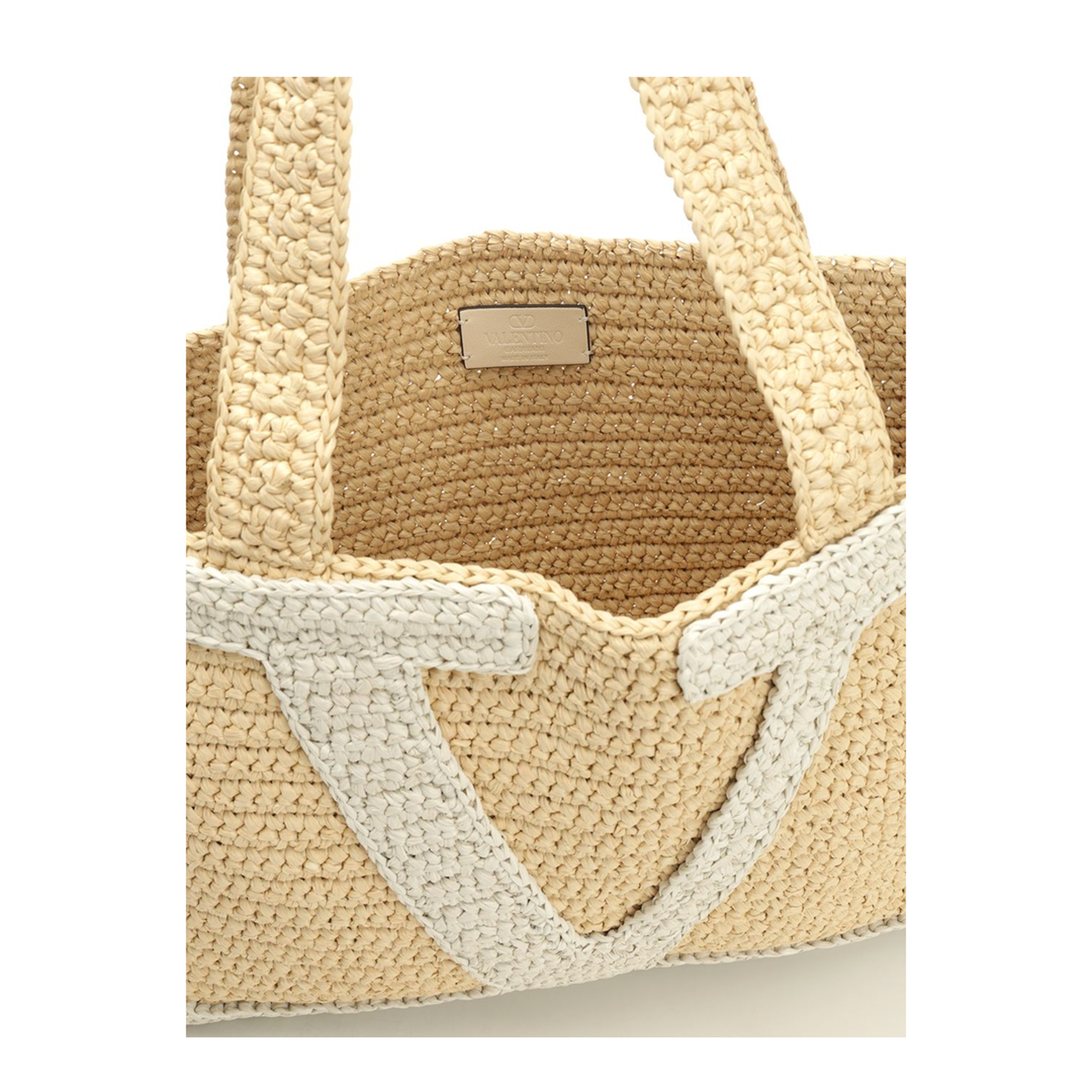 Viva Superstar Crochet Large Raffia Tote - Beige - Image 3