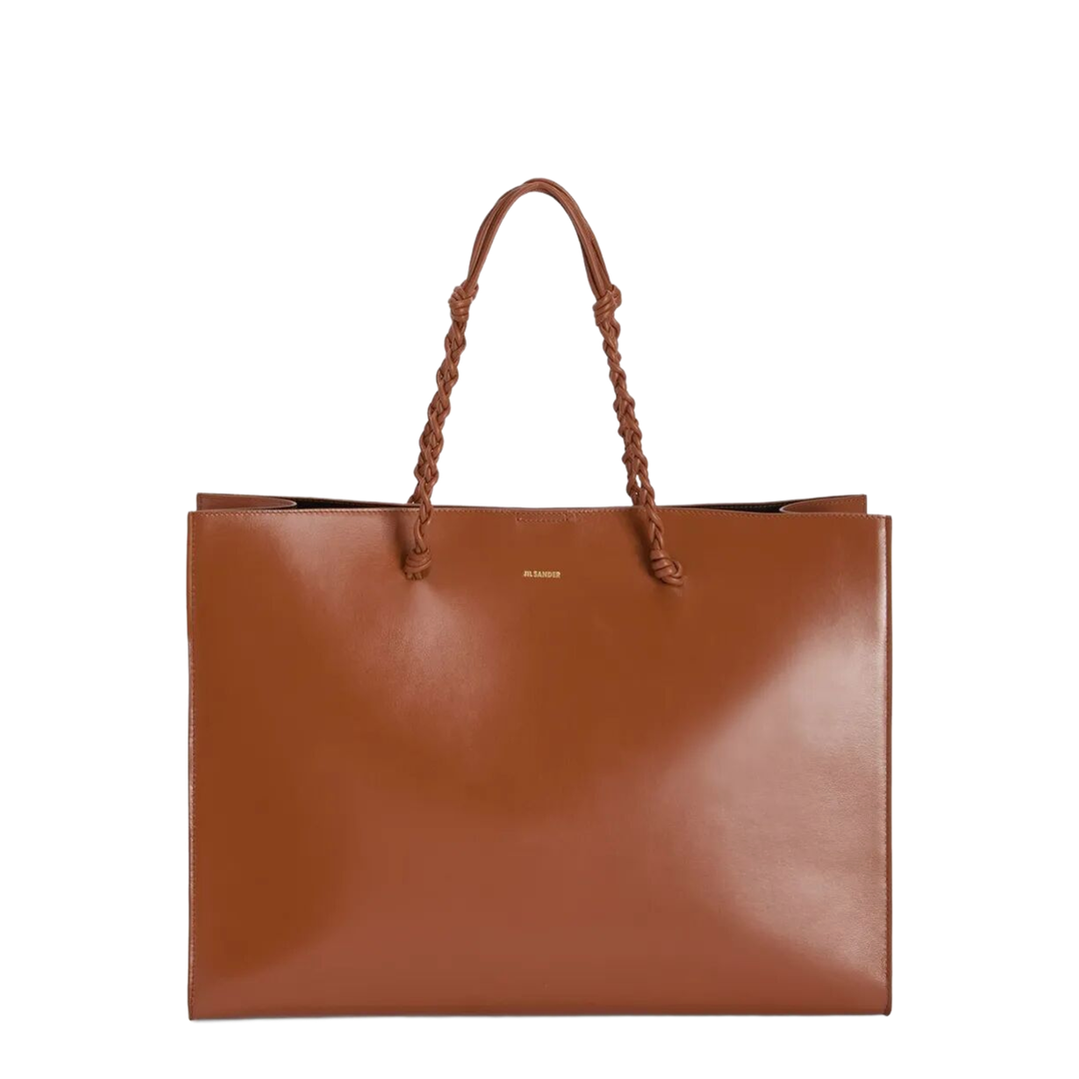 Tangle Knotted Handle Leather Tote Bag - Tan - Image 4