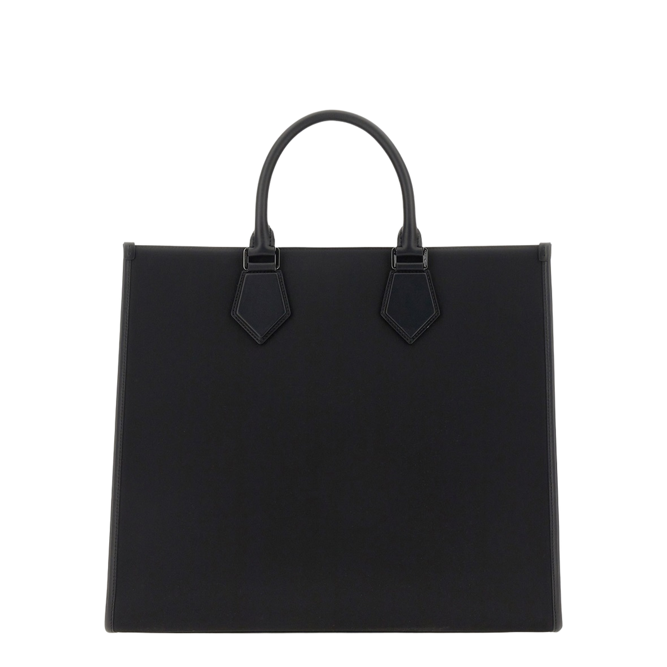 Large Nylon & Calfskin Shopping Bag - Black - Image 4