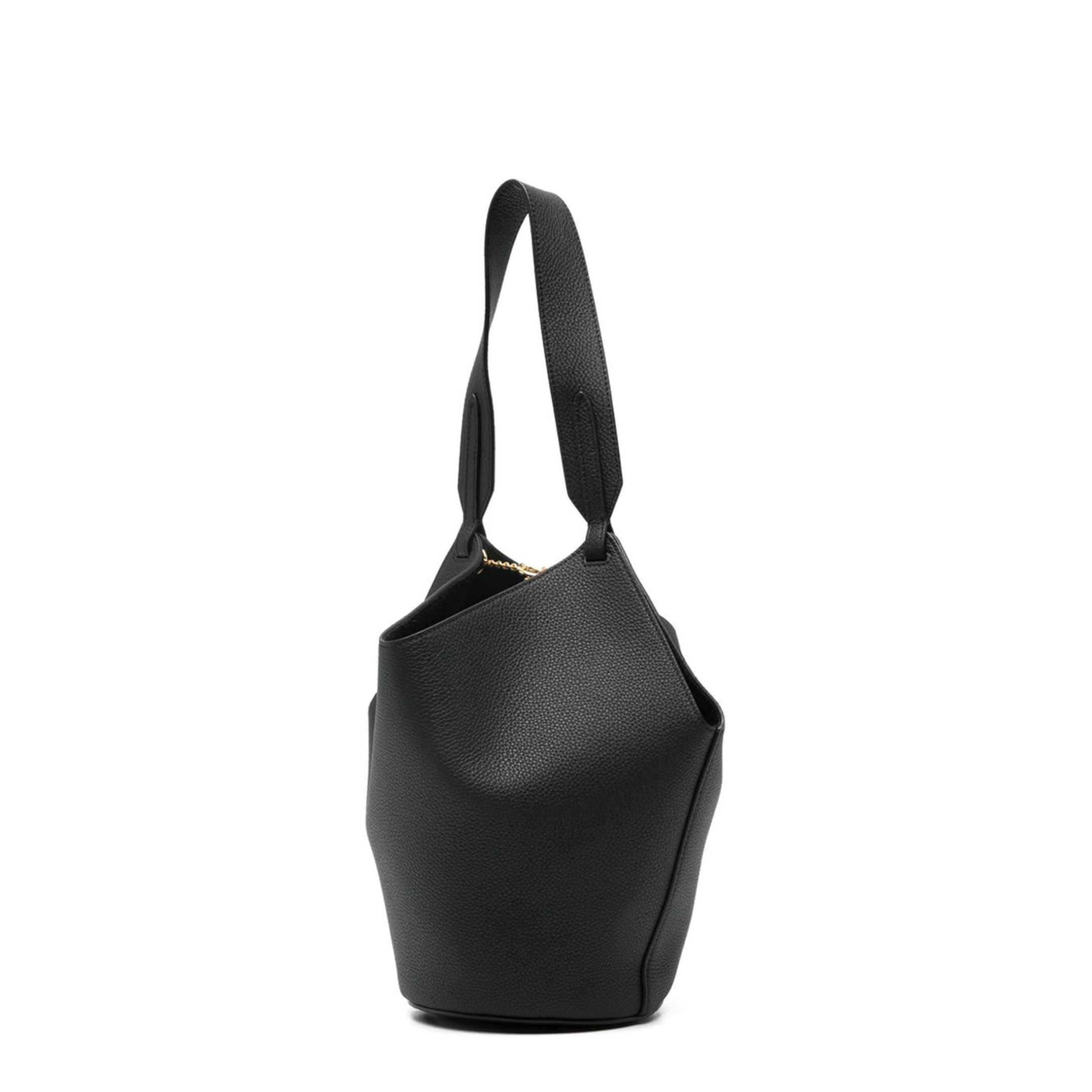 Lotus Chain Mini Grained Calf Leather Shoulder Bag - Black - Image 3