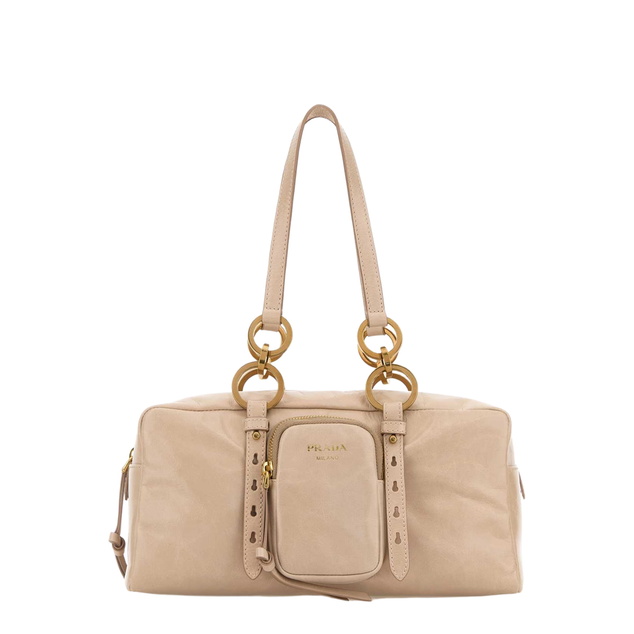 Dangle Medium Leather Top-handle Bag - Powder Pink - Image 1