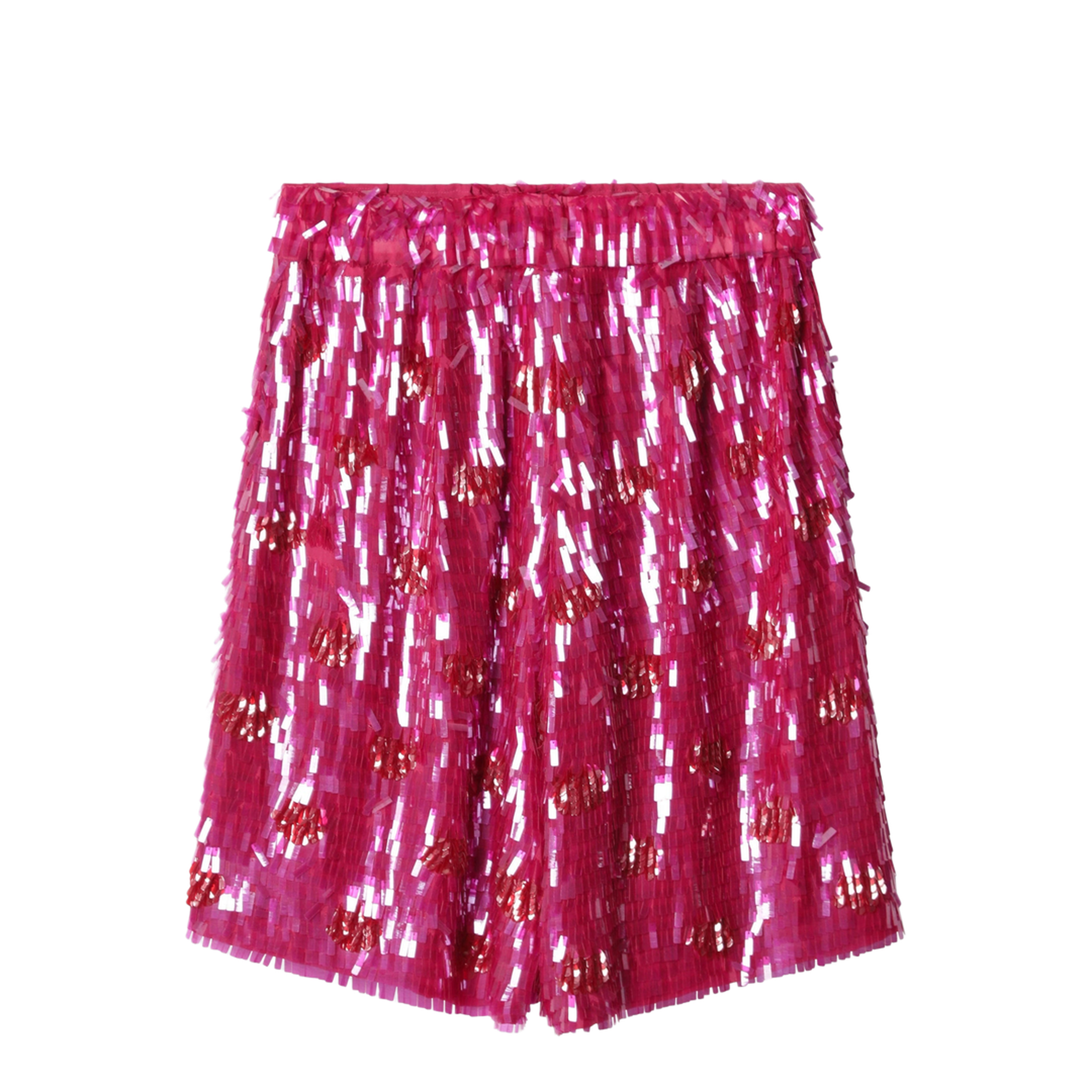 Fuchsia Silk Bermuda Shorts With Sequins - Image 2