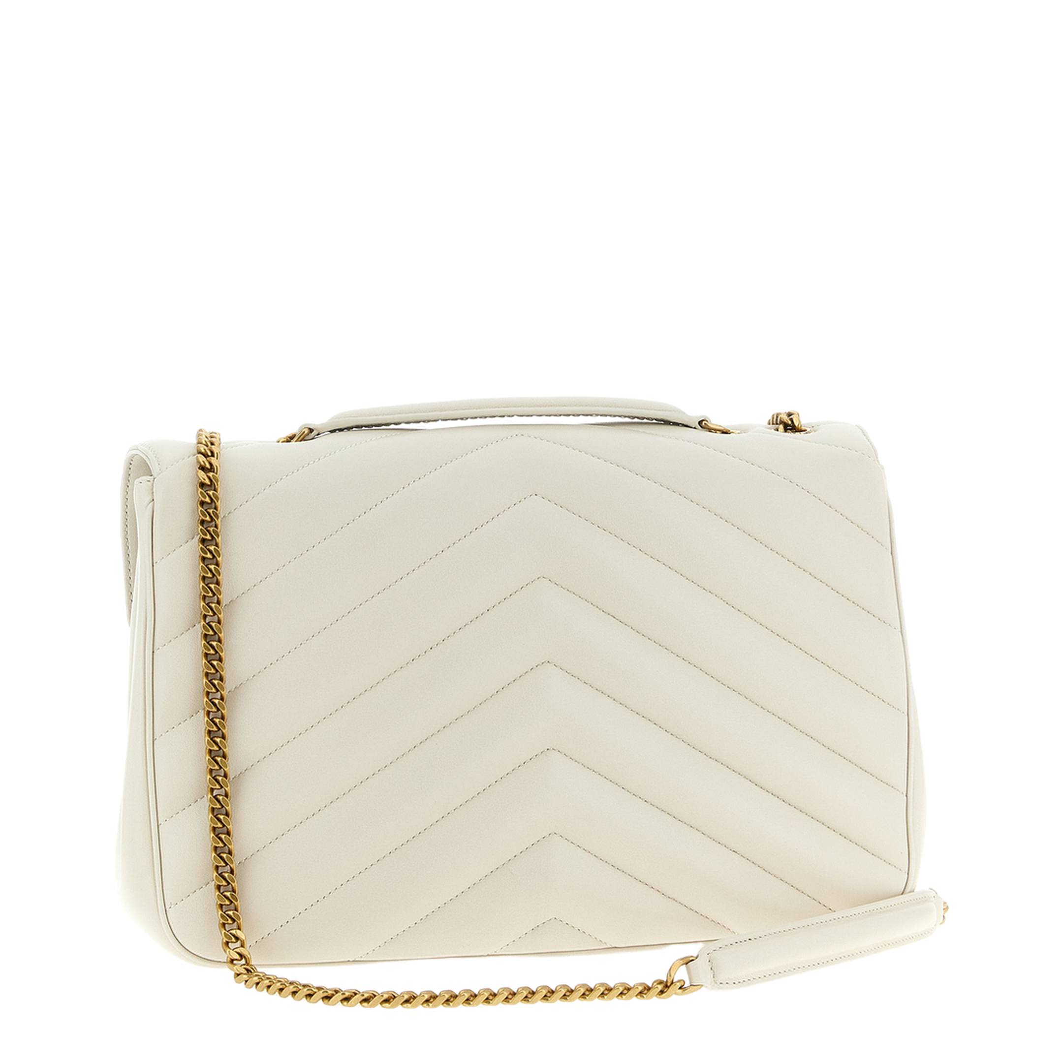 LOULOU Large Matelassé Lambskin Chain Bag - White - Image 2