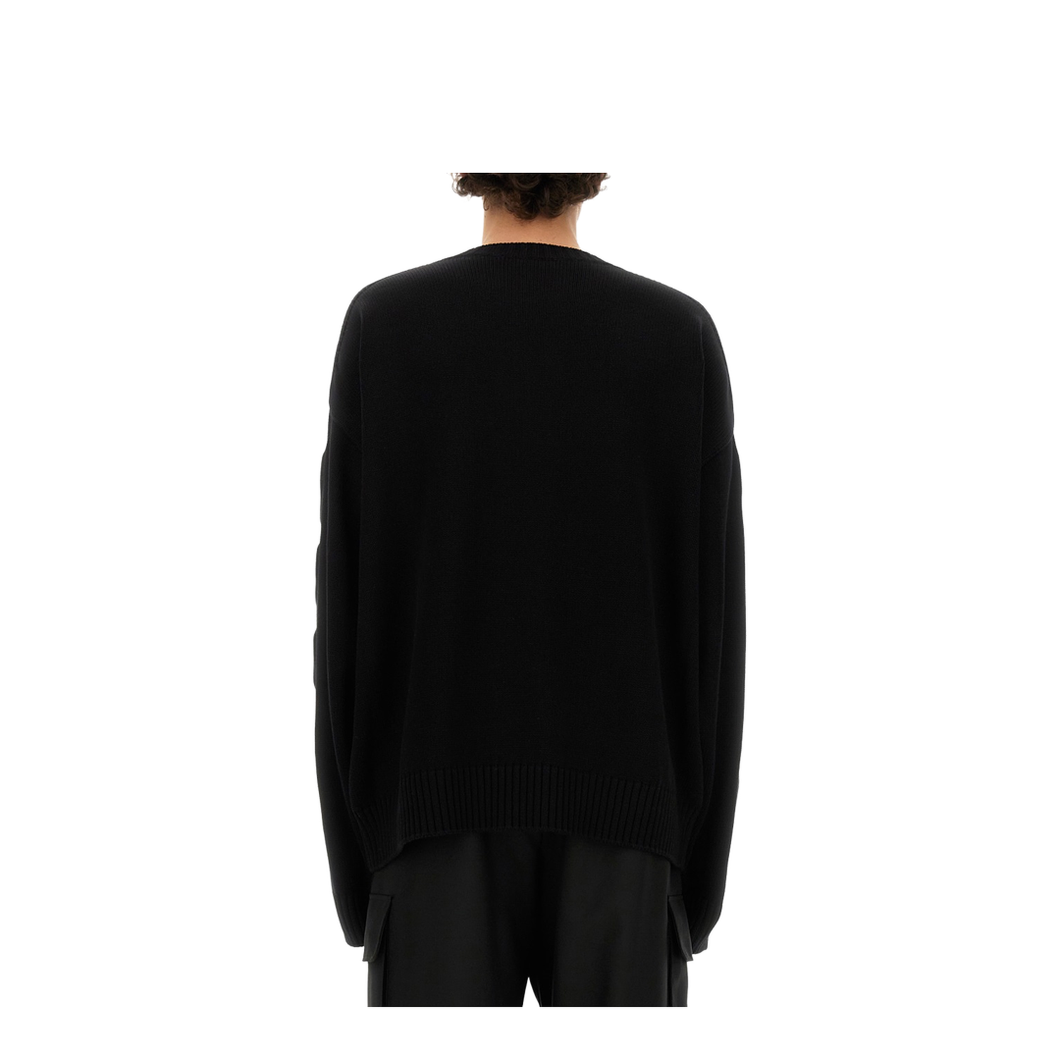 Sweater with Embossed Diagonal Motif Black - Image 3