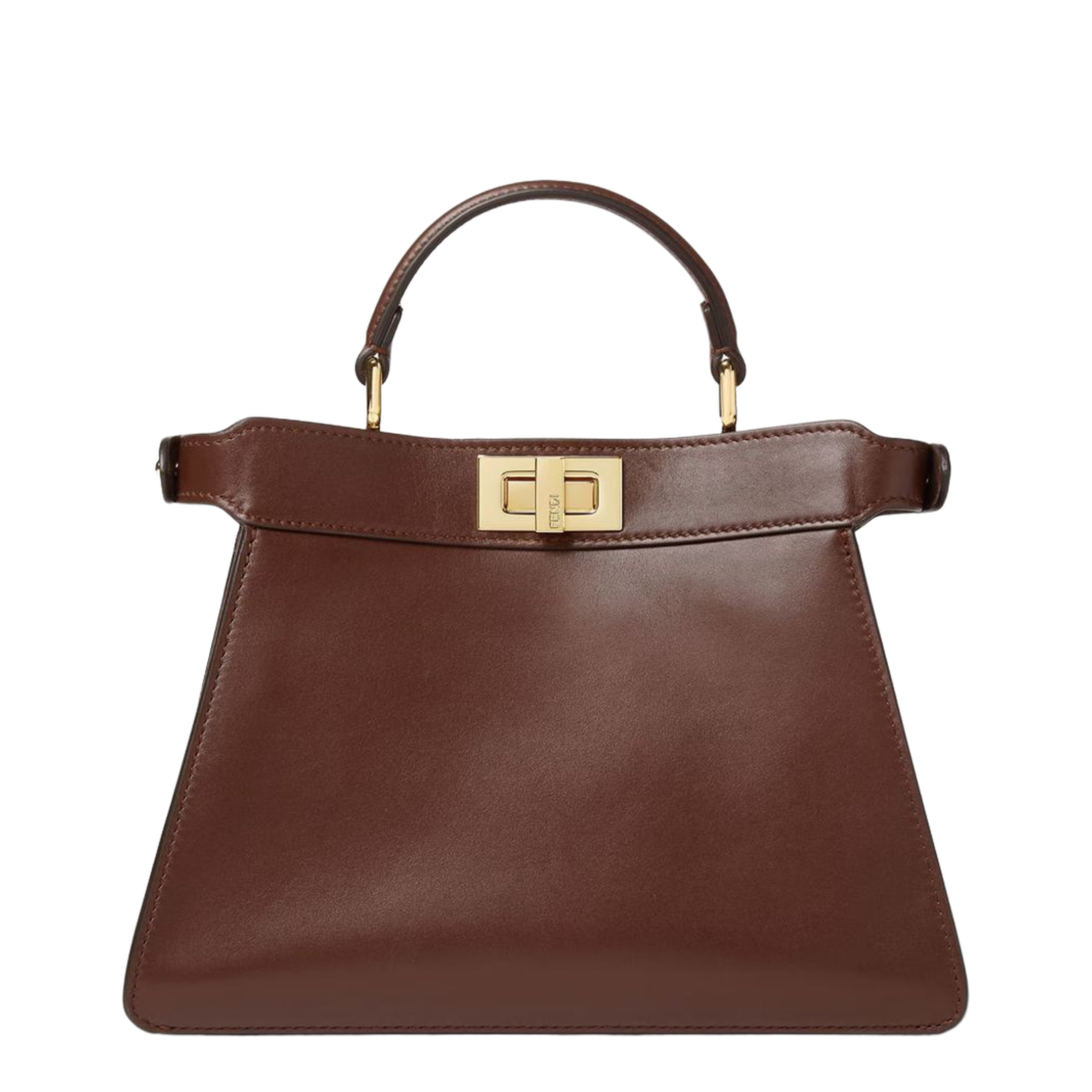 Peekaboo ISeeU Small Calf Leather Top Handle Bag - Mahogany Brown - Image 4