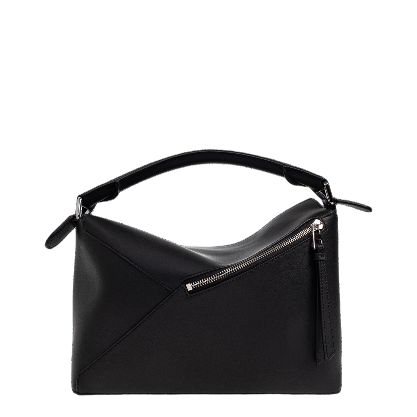 Puzzle Edge Medium Leather Shoulder Bags - Black - Image 3