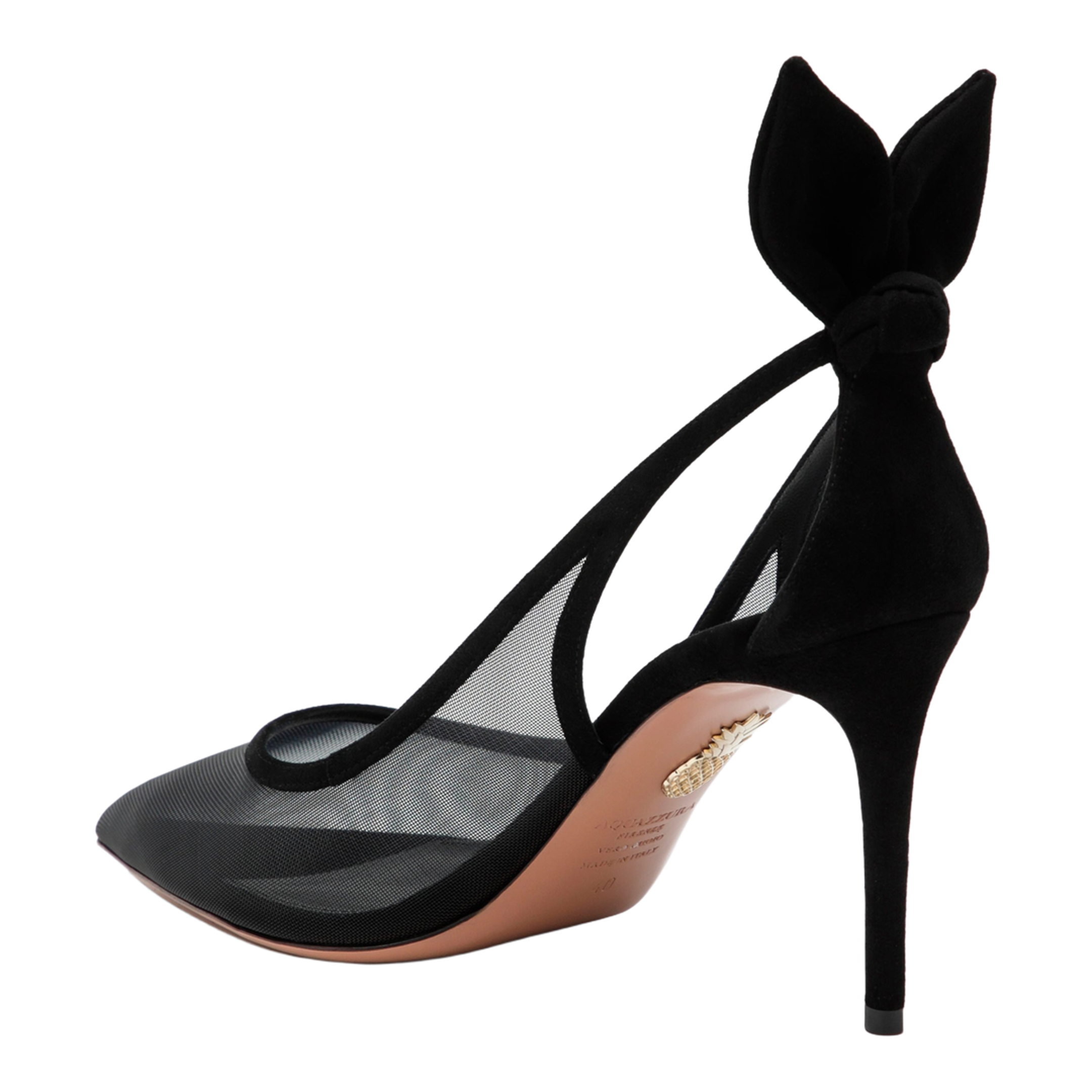 Black Bow-Tie Mesh Pumps - Image 2
