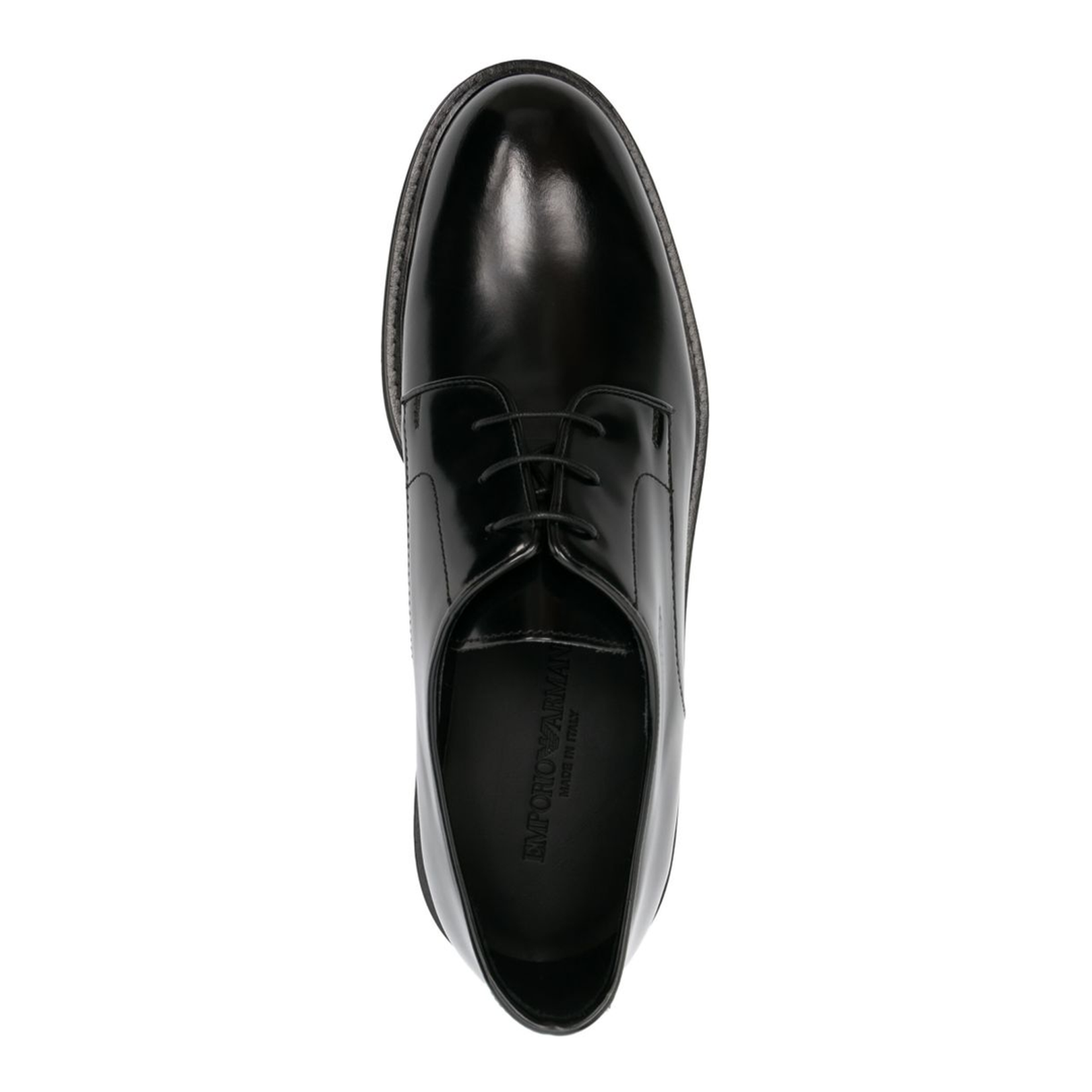 Black Calf Leather Patent Finish Panelled Design Lace-Up Shoes - Image 2