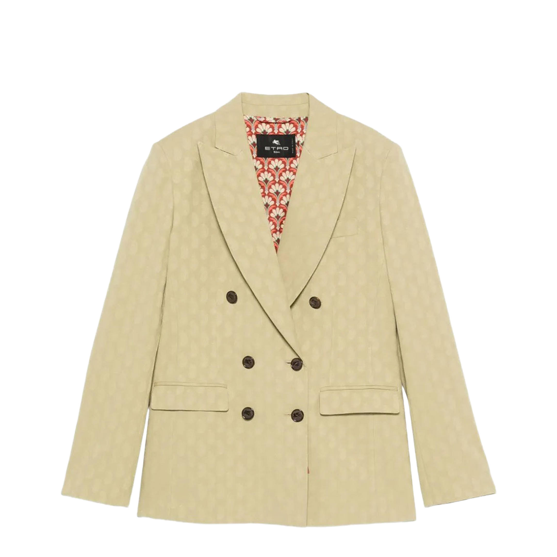 Double-Breasted Fitted Paisley-Motif Blazer - Image 1