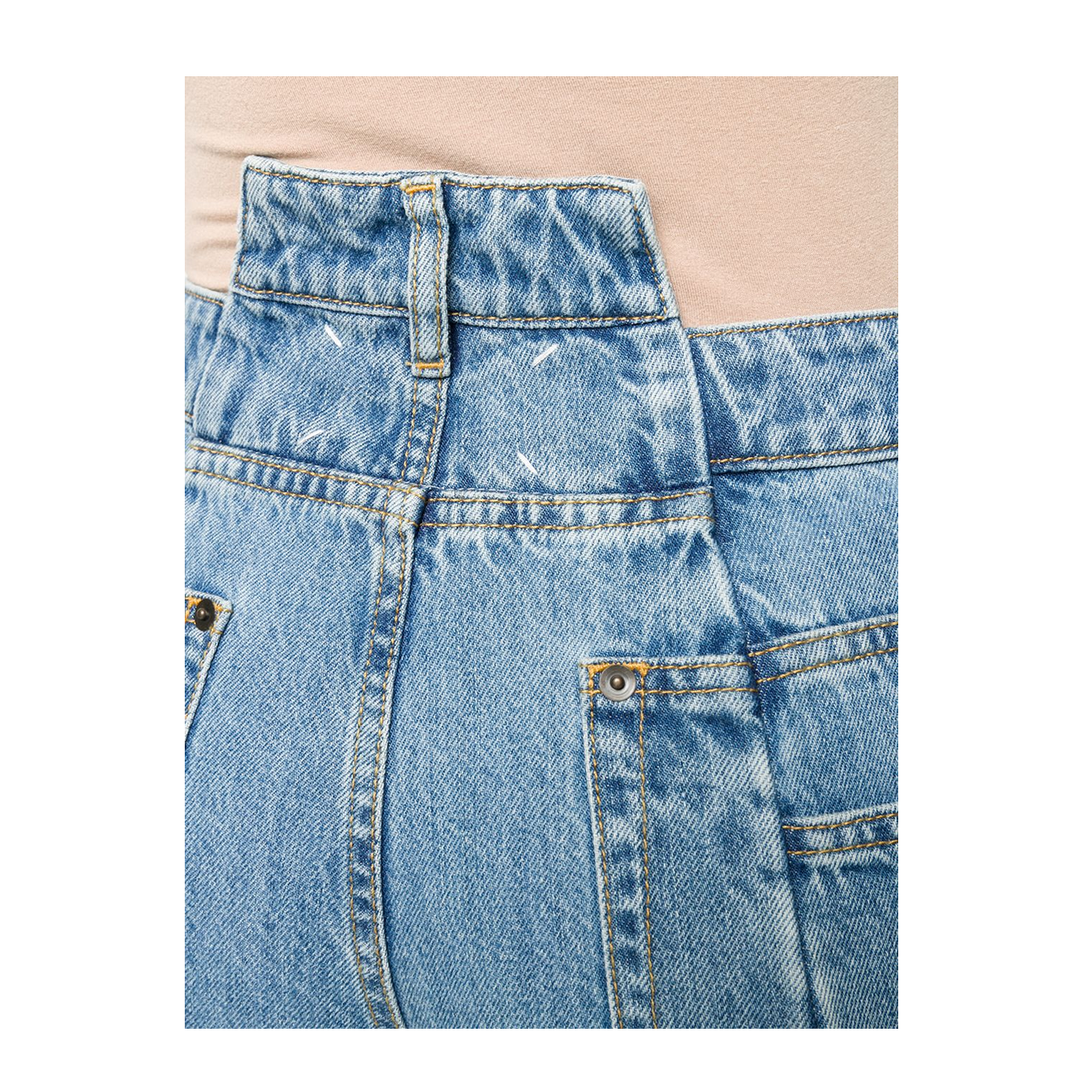 Blue Denim Regular-waisted Wide-leg Jeans - Image 4