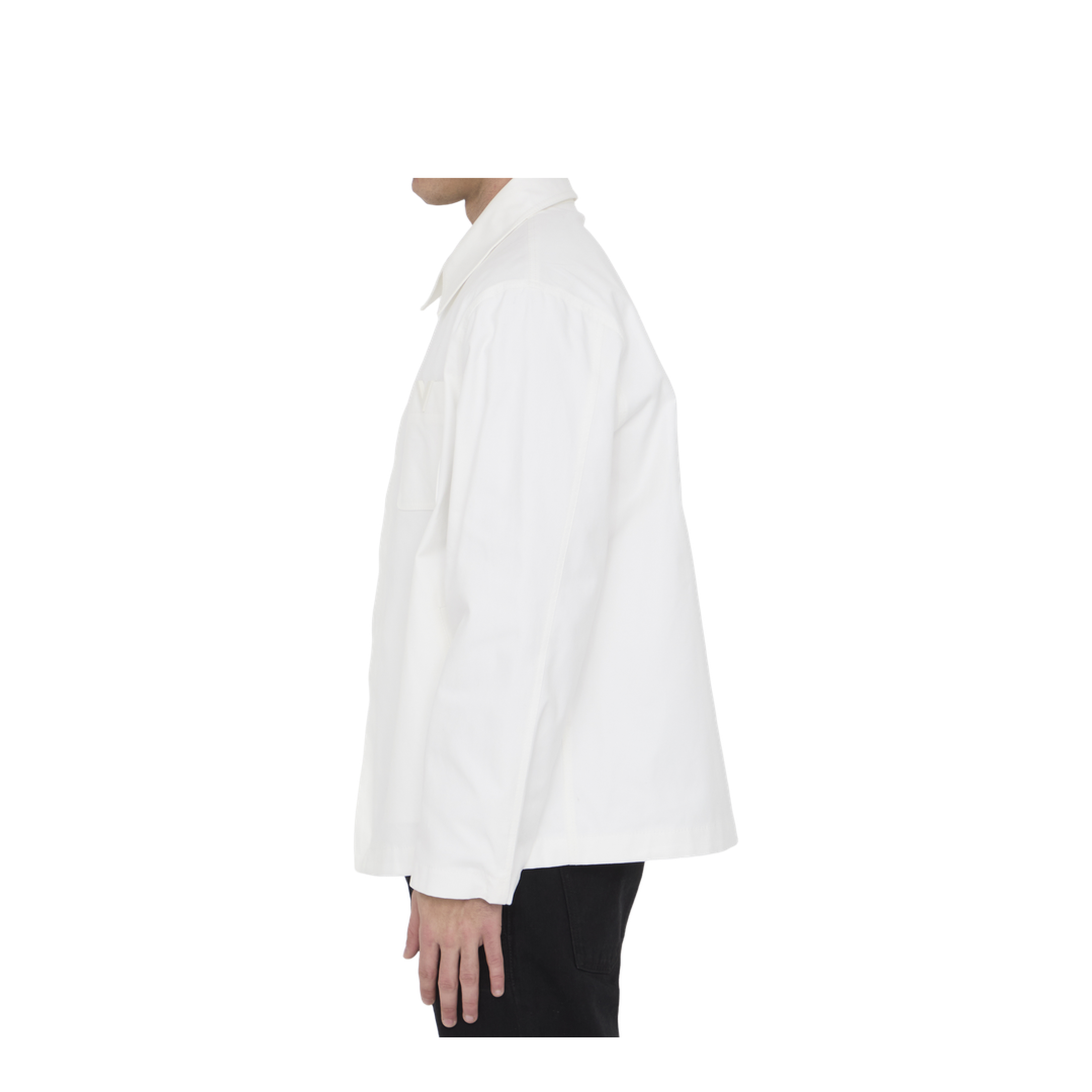 White V Logo Detail Shirt in Cotton Blend - Image 3