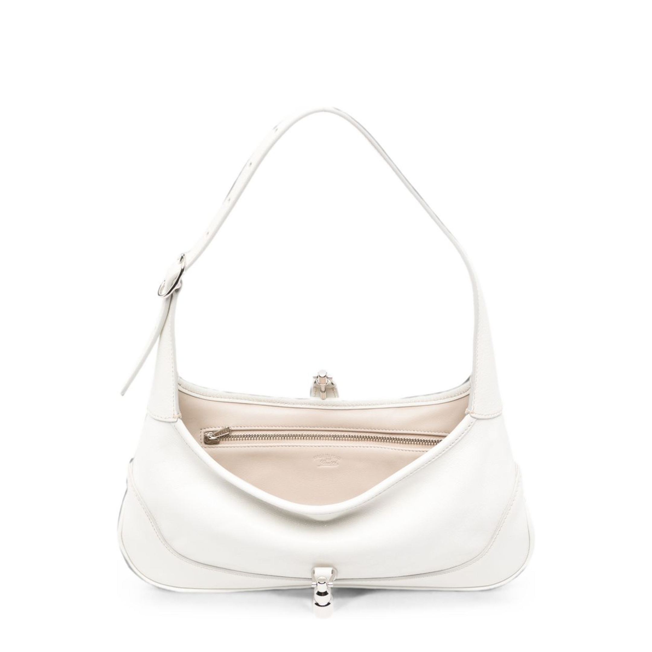 Jackie Slim Medium Soft Grain Leather Shoulder Bag - White - Image 4