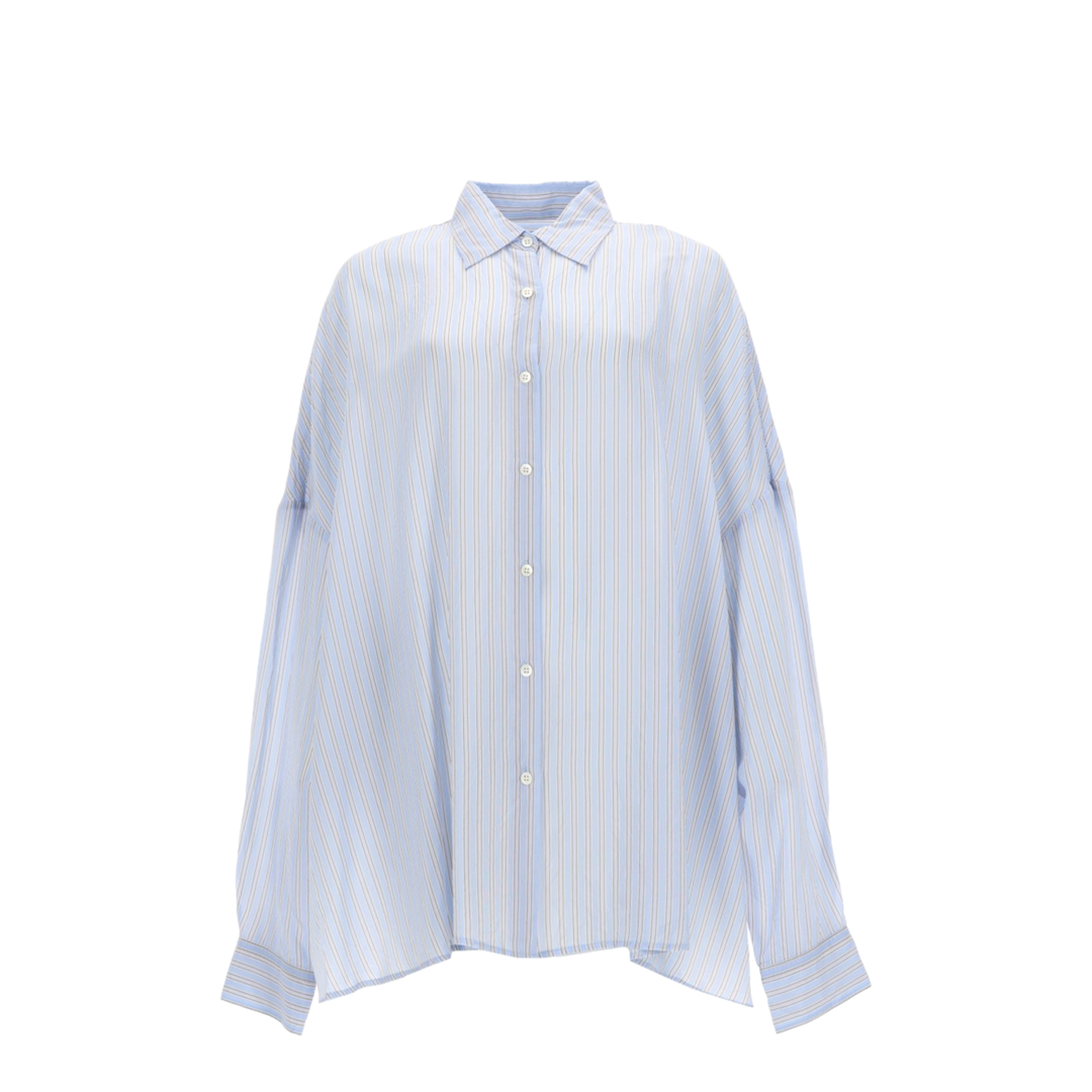 Light Blue Striped Oversized Cupro Shirt - Image 1