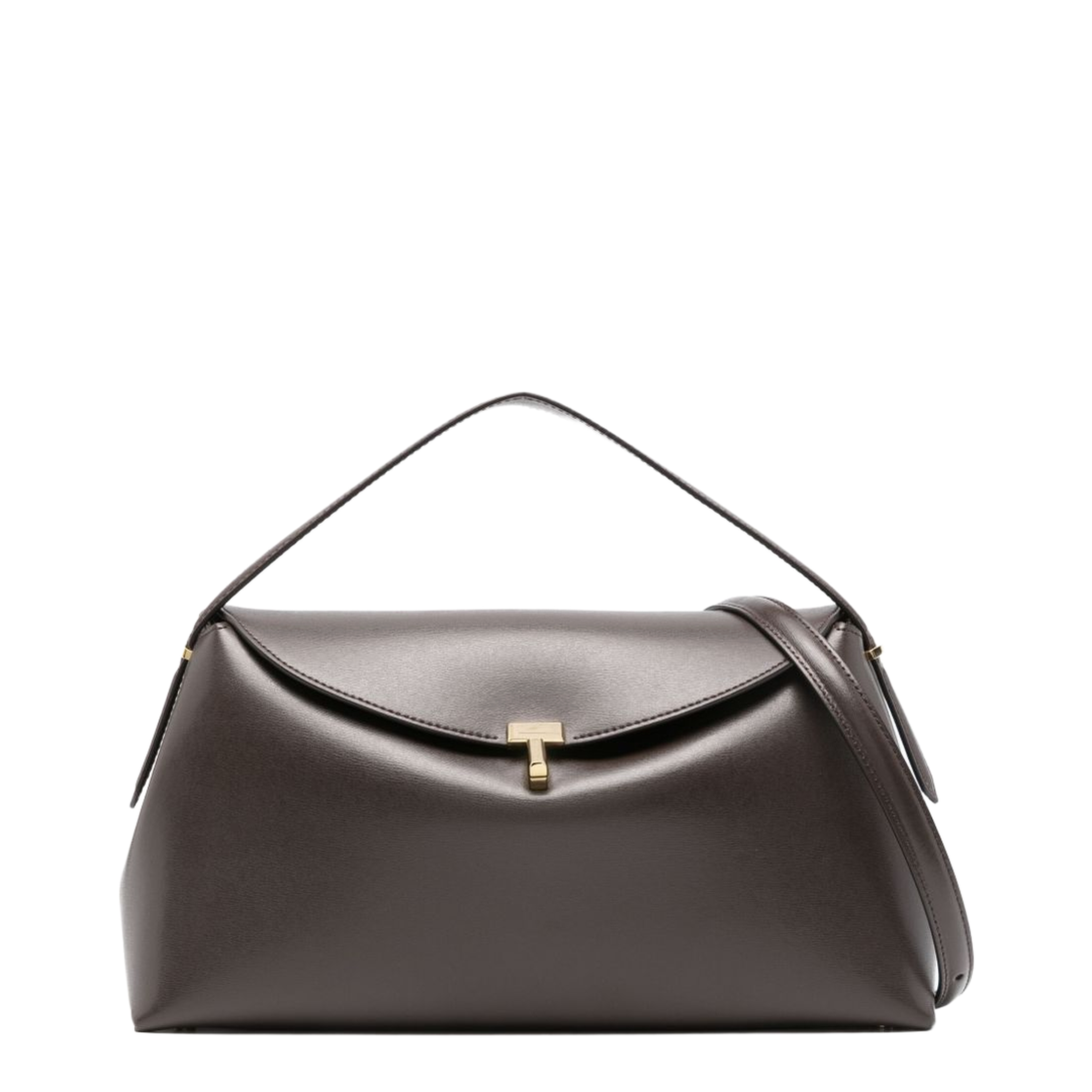 T-Lock Leather Top-Handle Bag - Bark - Image 1