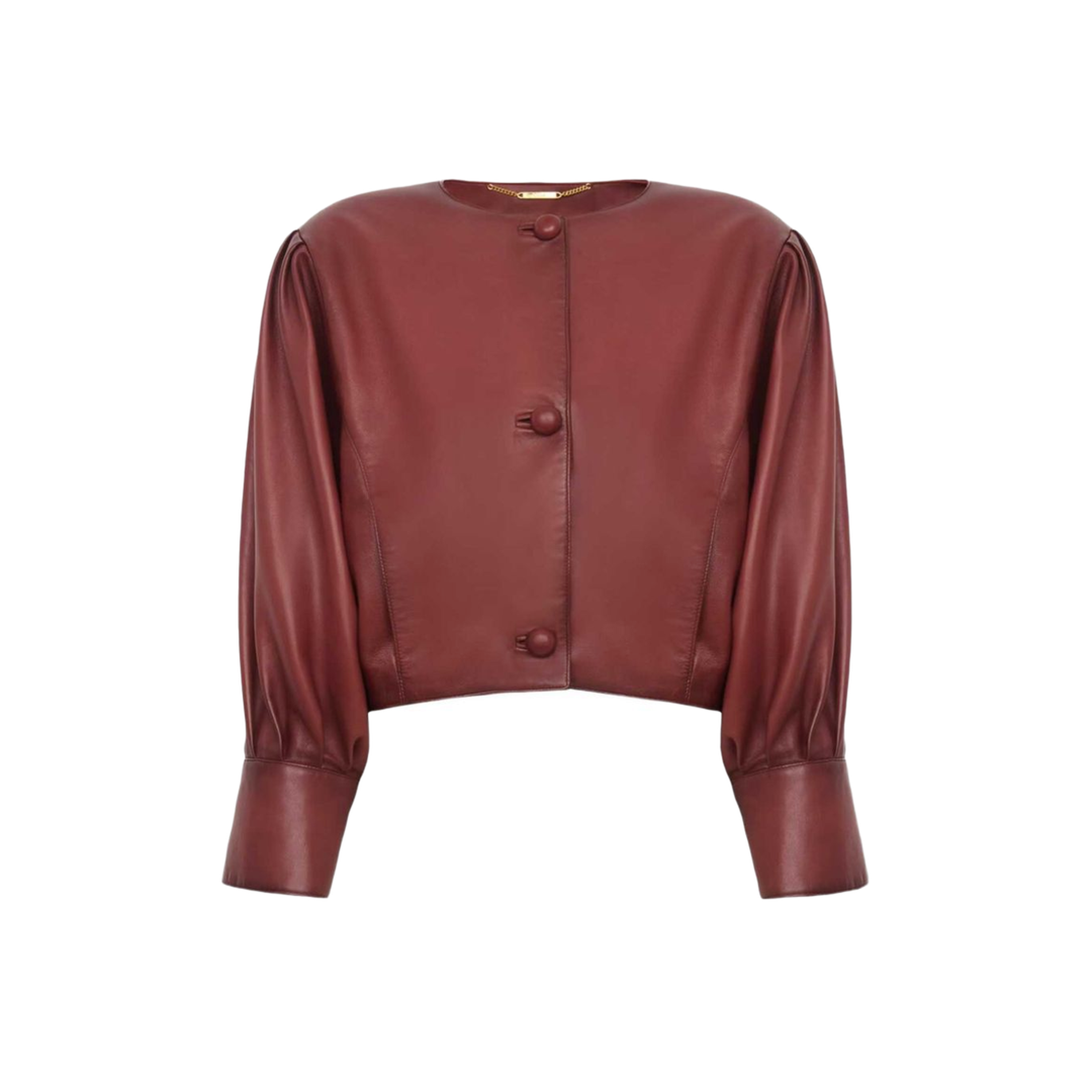 Short Burgundy Jacket in Plongé Nappa Leather - Image 1