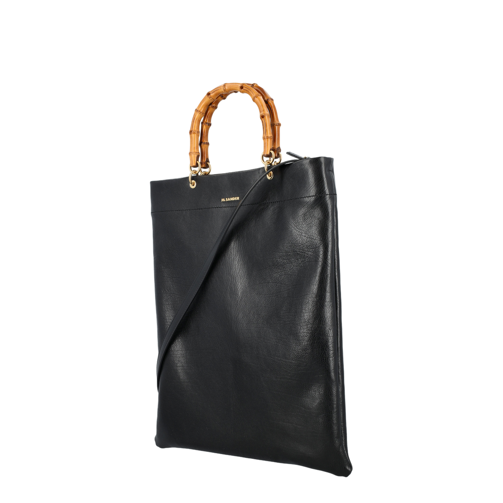 Leather Bag with Bamboo Handles and Logo - Image 5