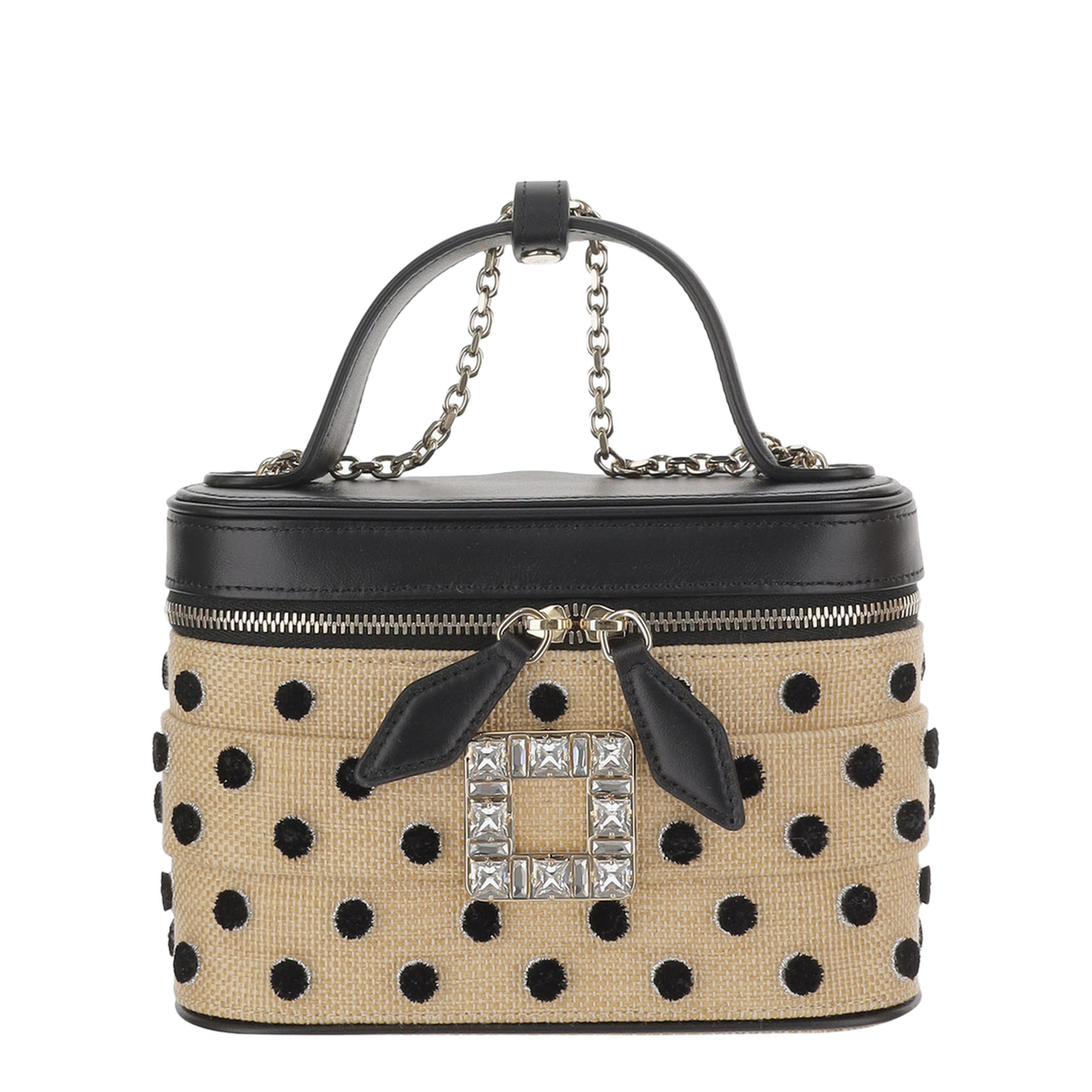 Vanity Très Vivier Canvas Micro Bag - Natural, Black - Image 1