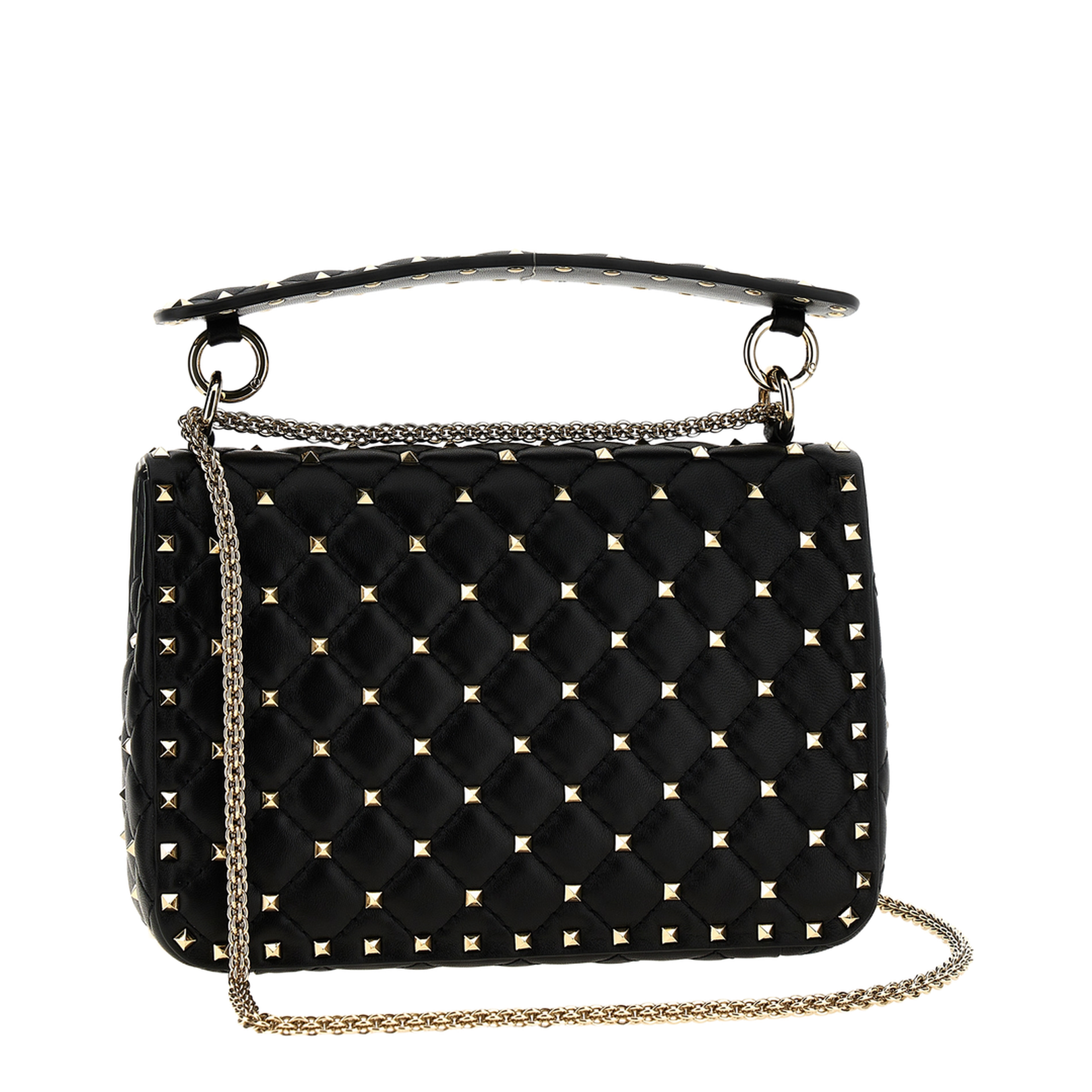 Rockstud Spike Quilted Nappa Shoulder Bag - Black - Image 2