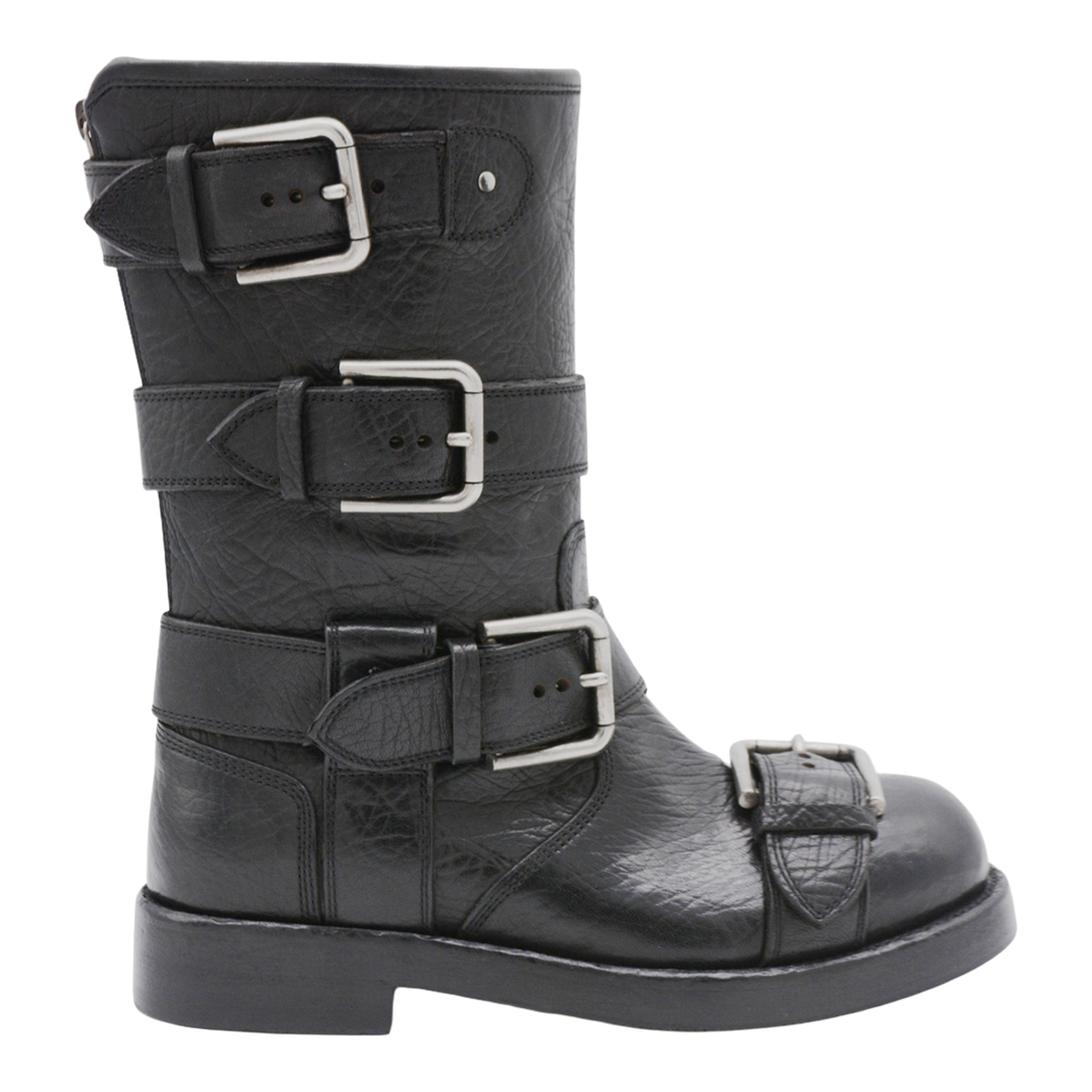 Black leather boots with straps - Image 2