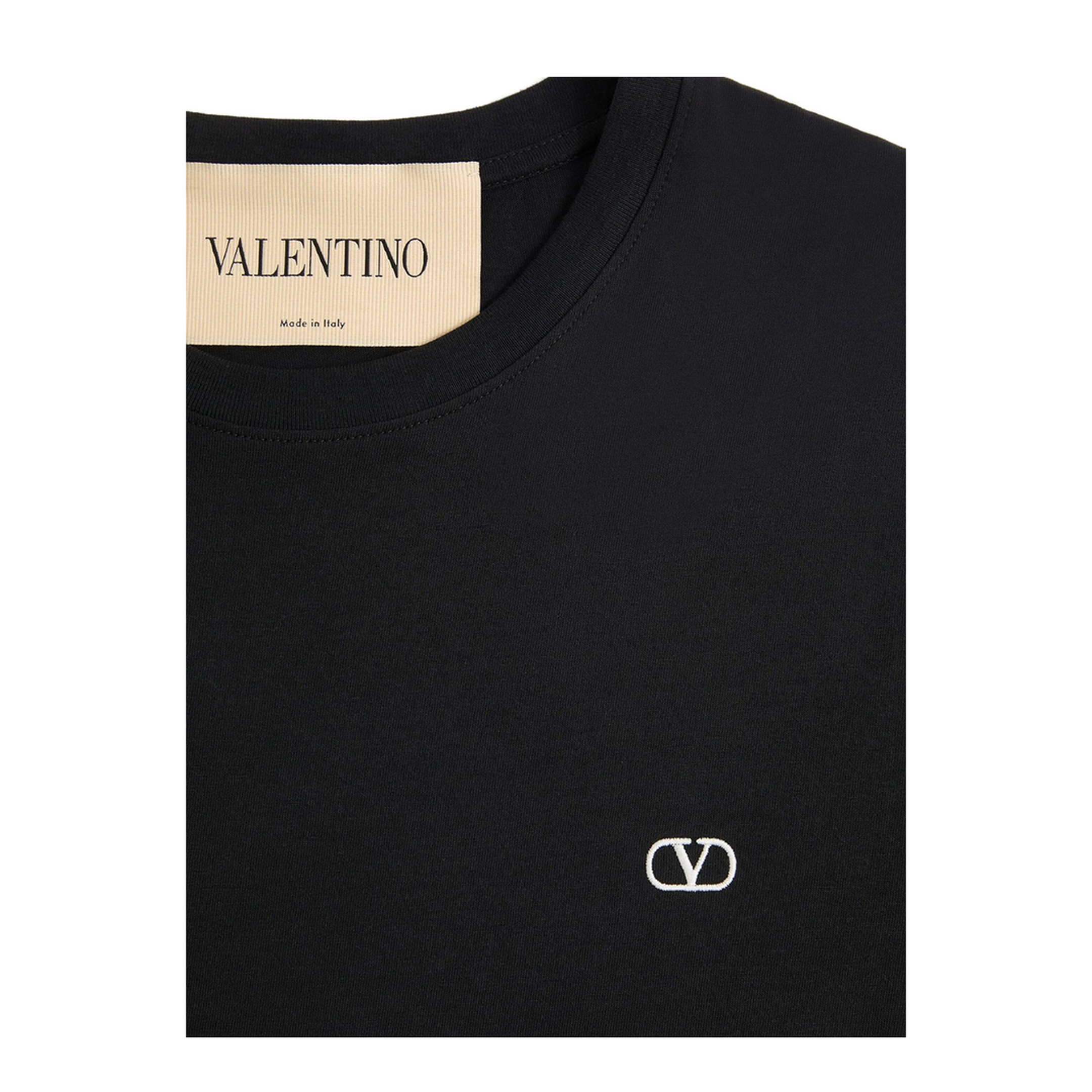 Cotton T-Shirt with Vlogo Embroidery - Image 6
