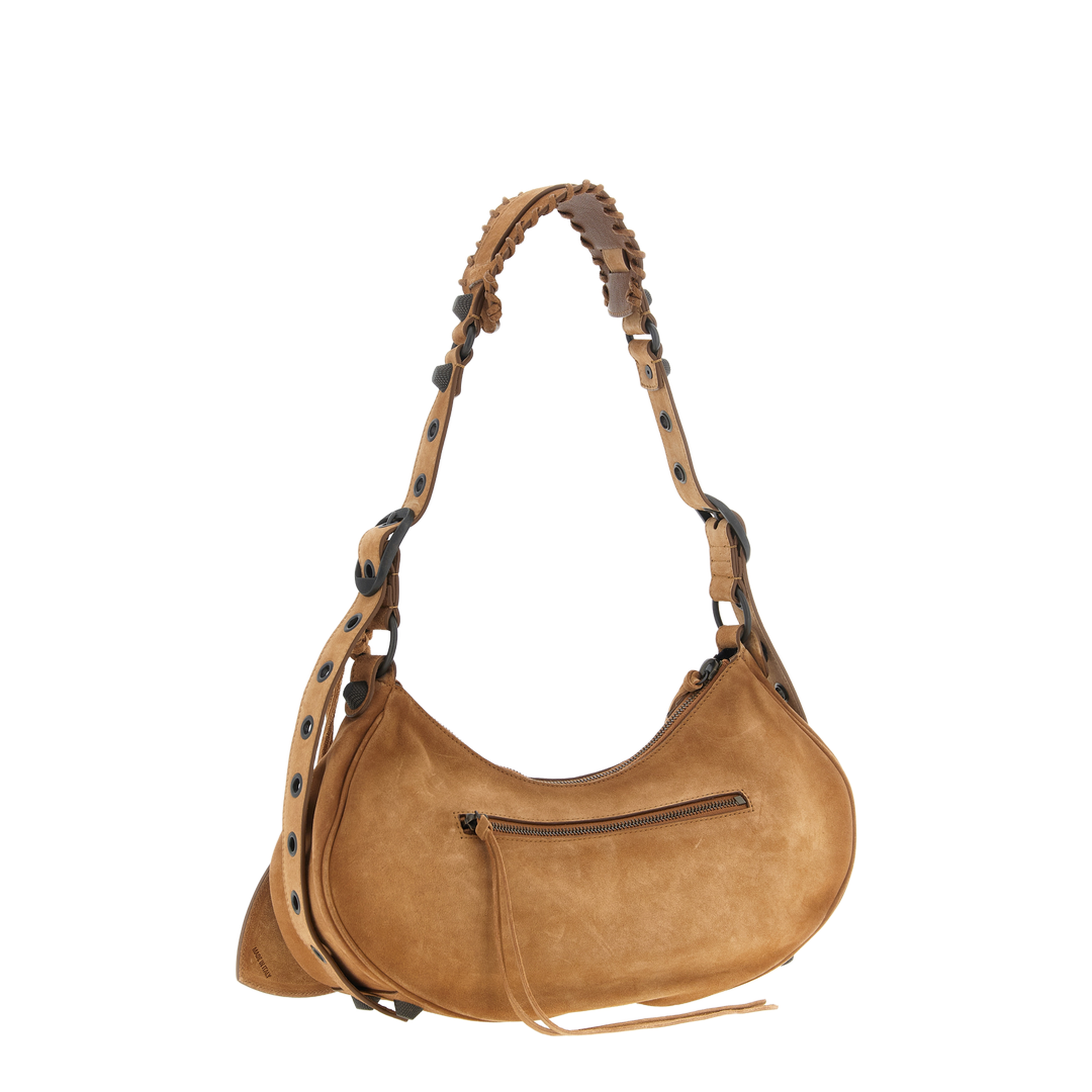 Le Cagole Small Waxed Suede Calfskin Shoulder Bag - Camel - Image 2