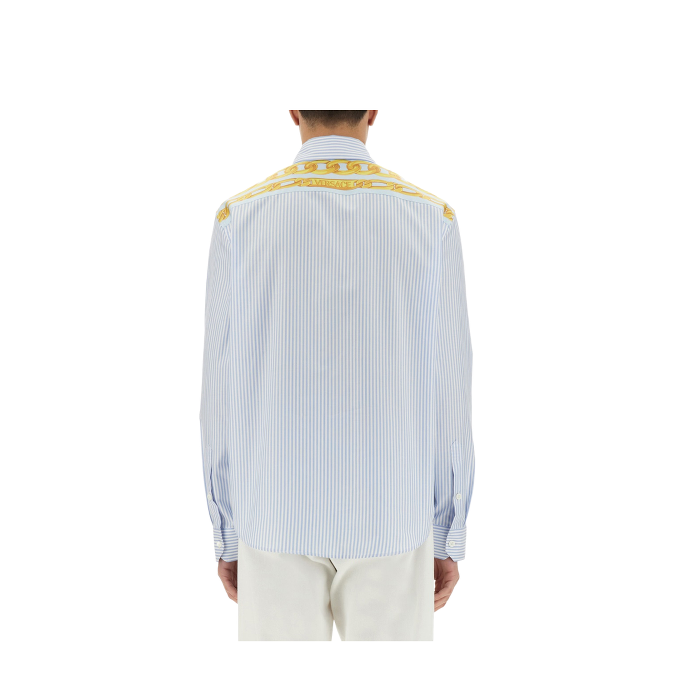 Striped Shirt With Silk Printed Insert - Image 3