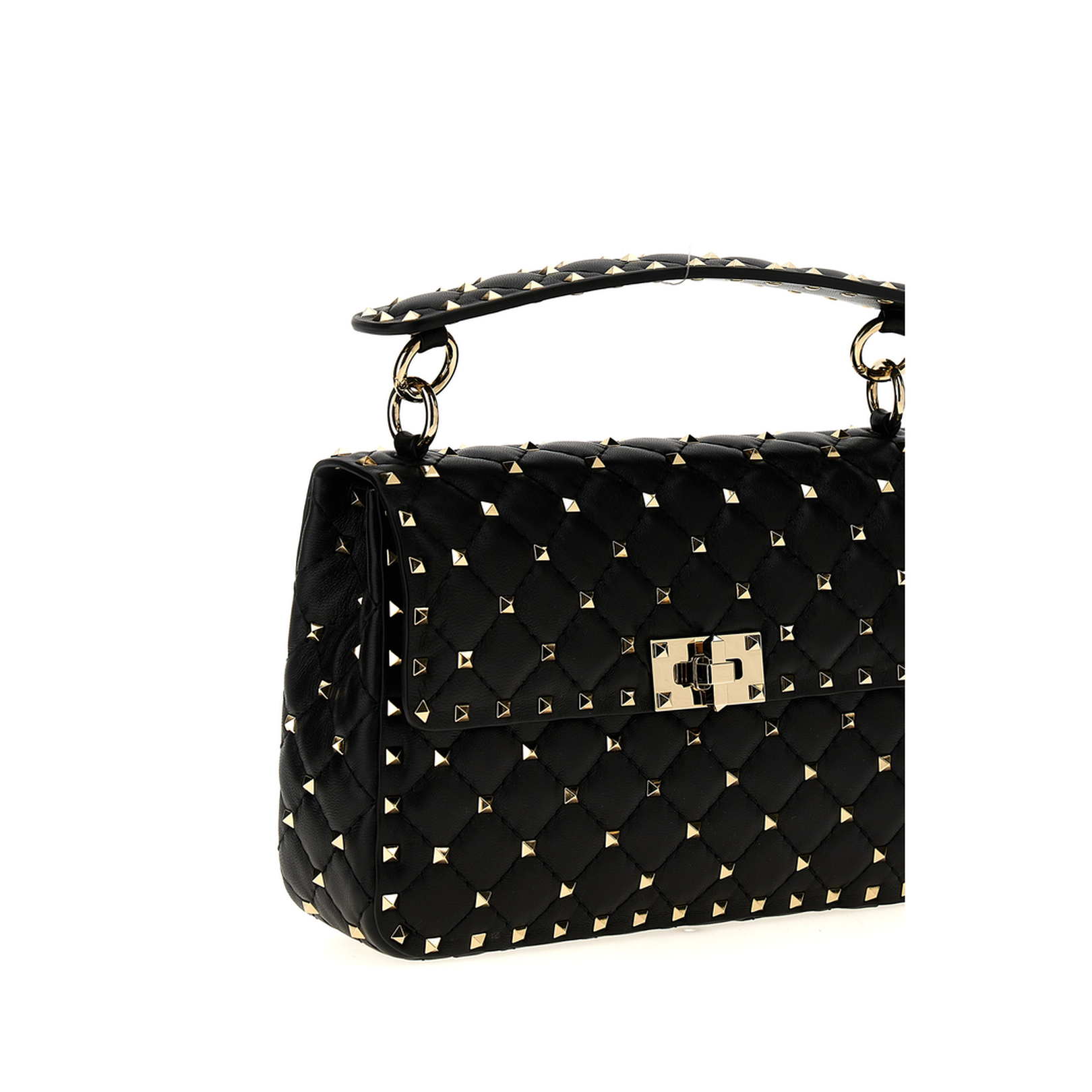 Rockstud Spike Quilted Nappa Shoulder Bag - Black - Image 3