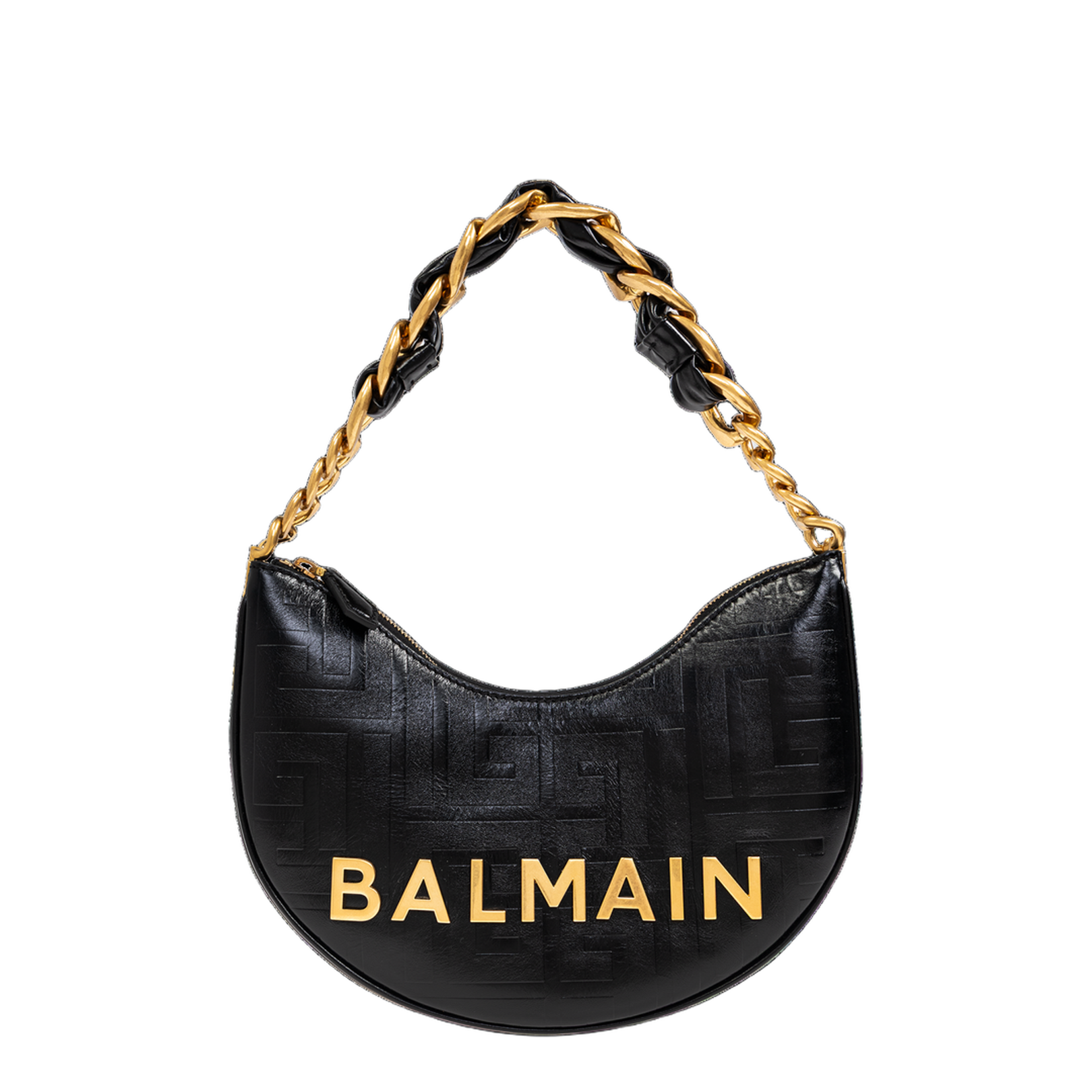 Handbag with Metal Logo and Zipper Closure - Image 1