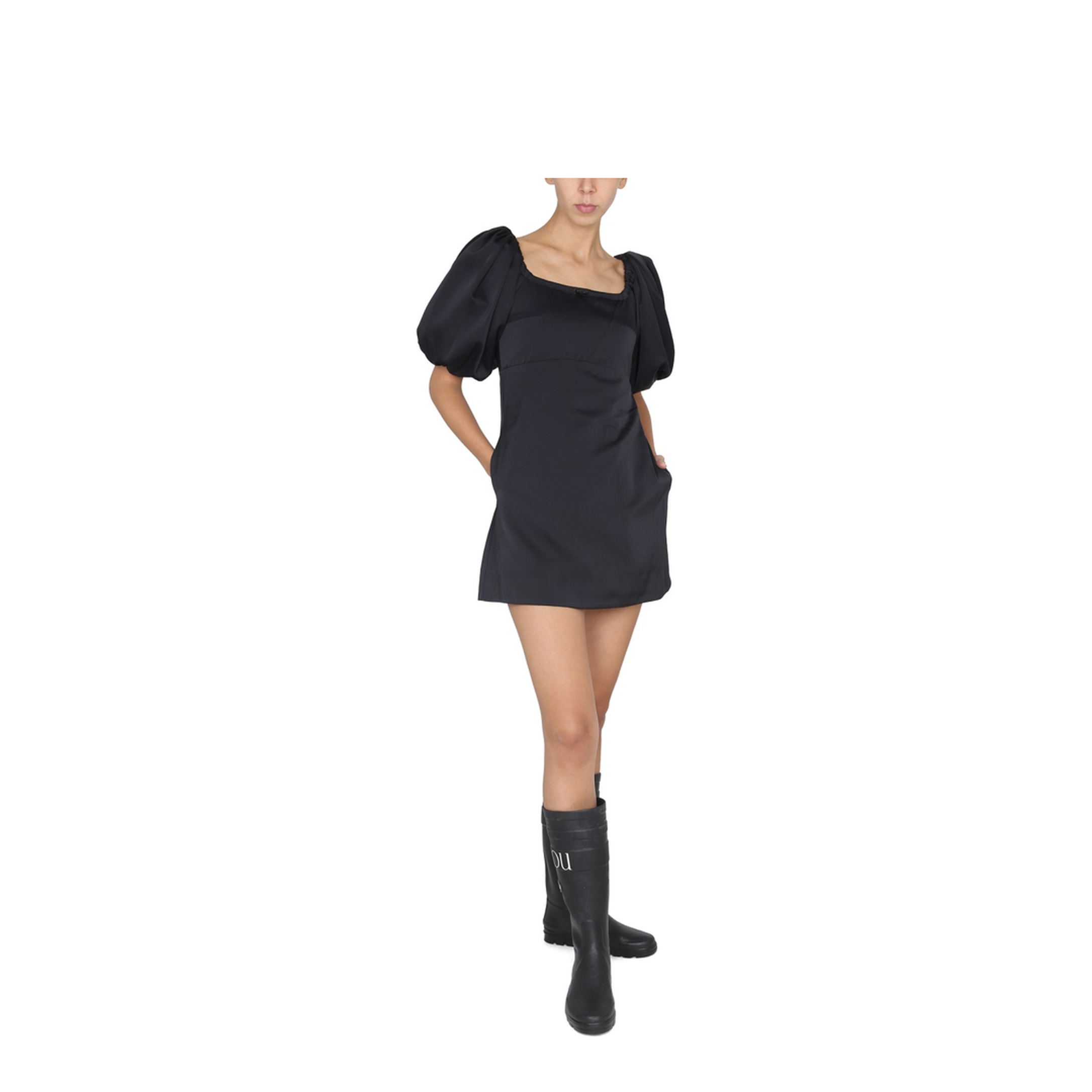 Balloon Sleeve Mini Dress in Recycled Satin - Image 2
