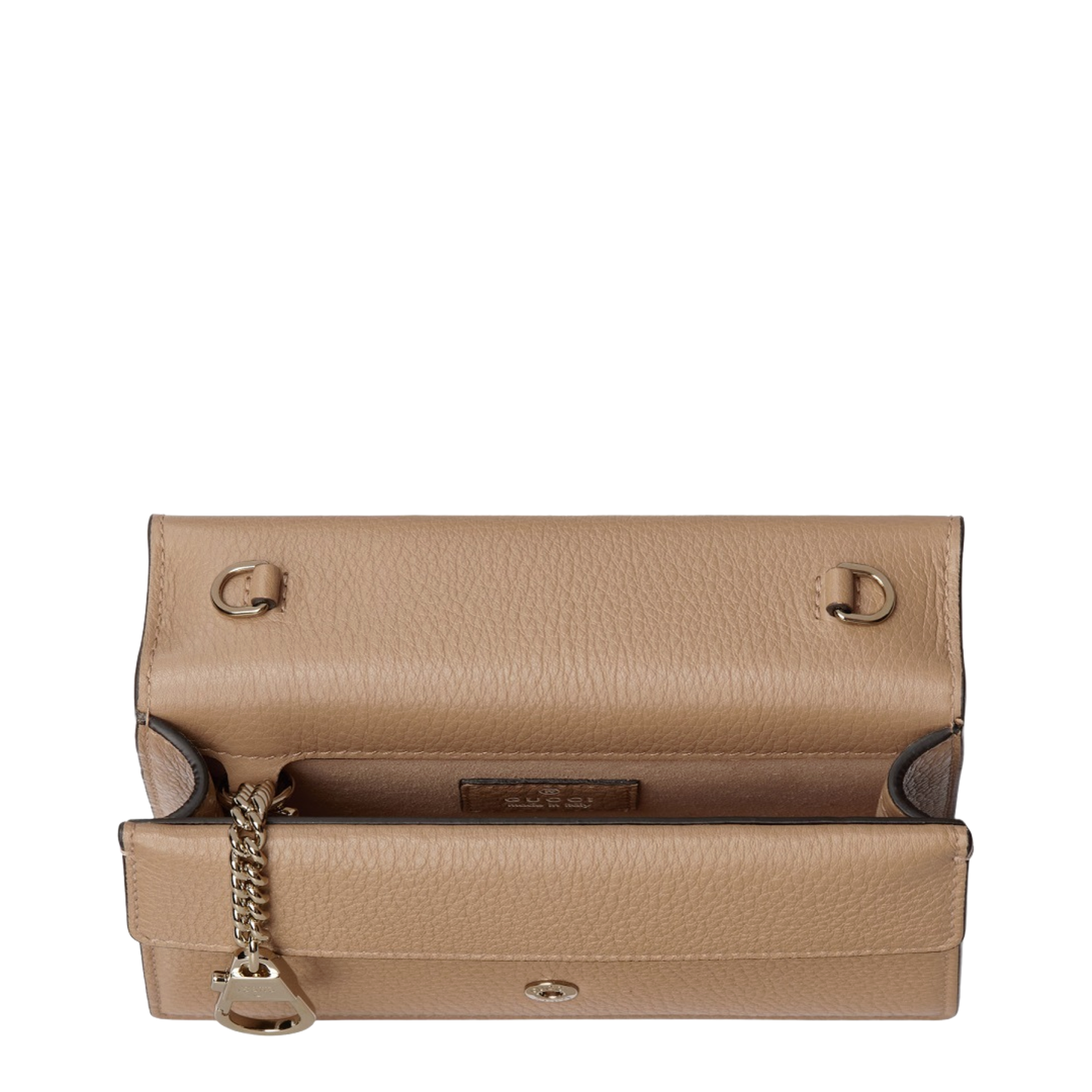 Mini Shoulder Bag in Beige Leather - Image 3