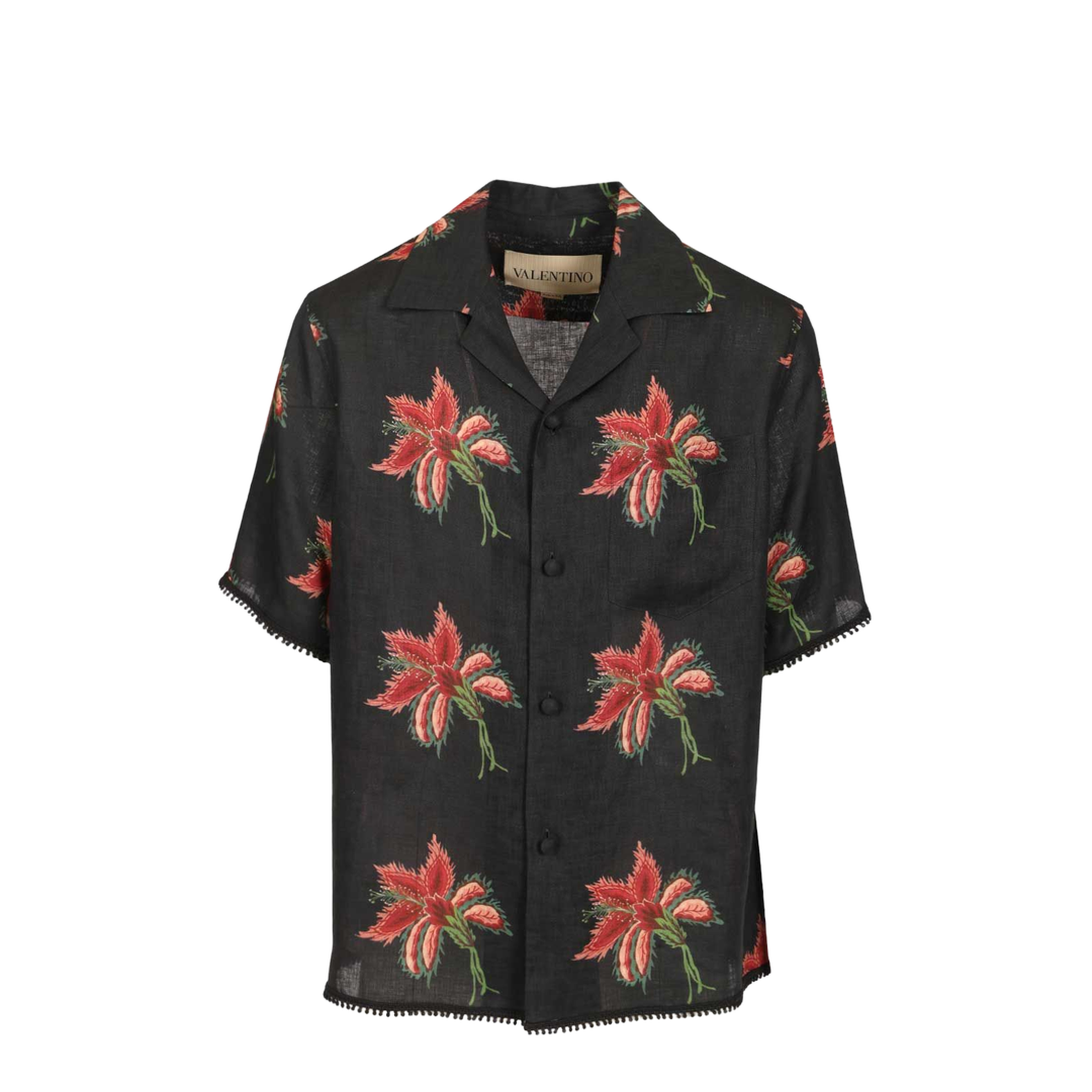 Black Papier Floral Linen Shirt - Image 1
