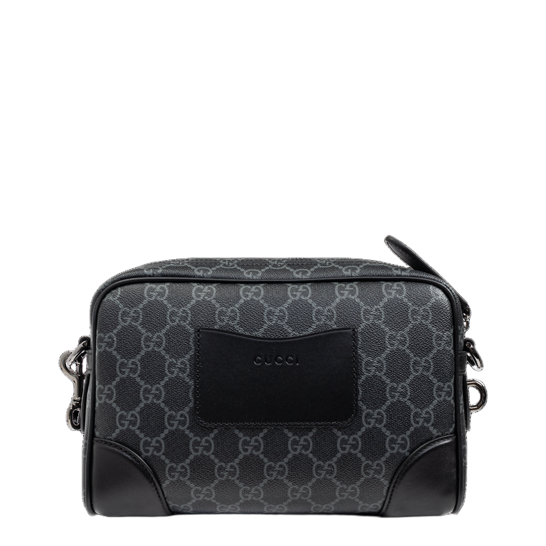 GG Emblem Small Coated Canvas Crossbody - Black - Image 3