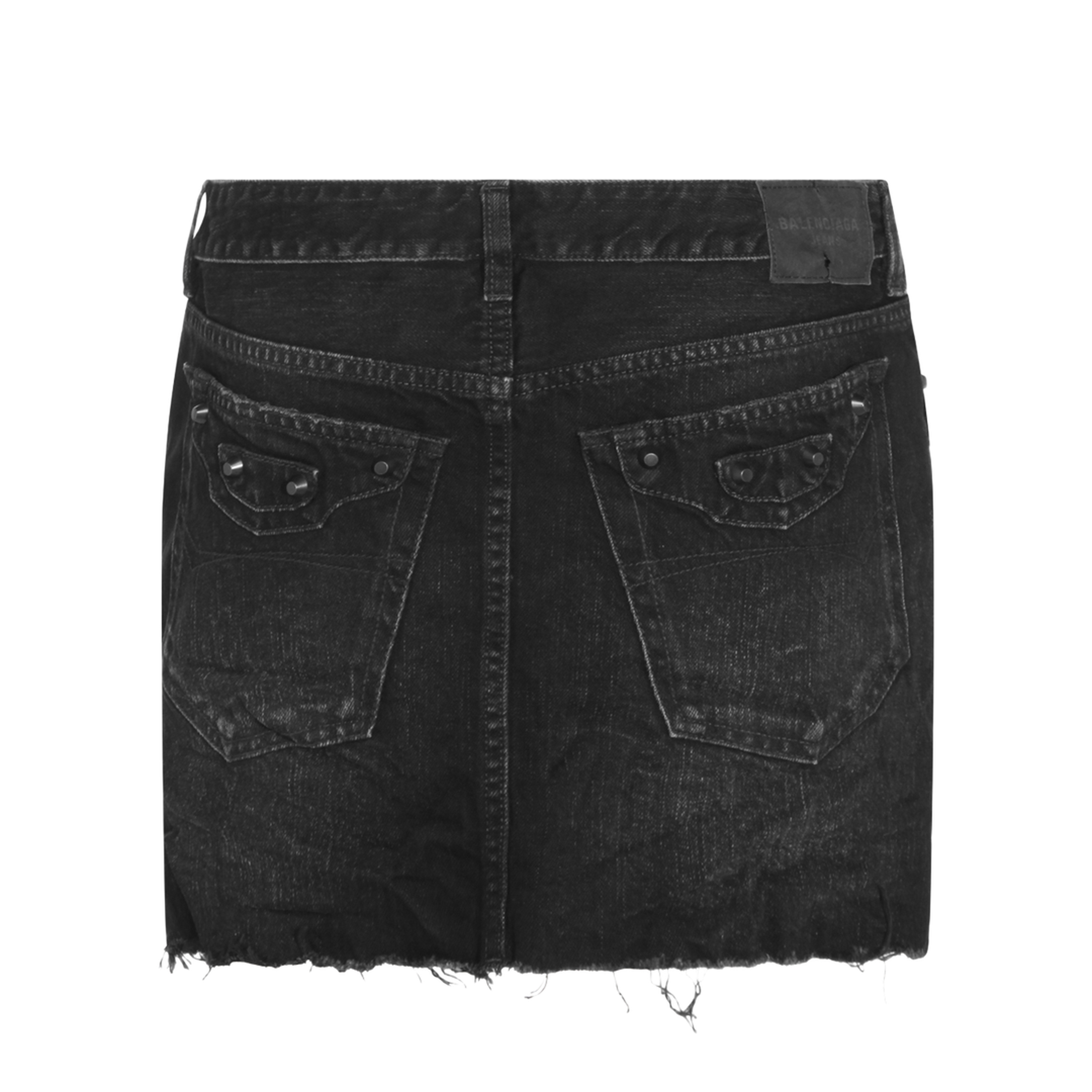 Black Denim City Mini Skirt - Image 3