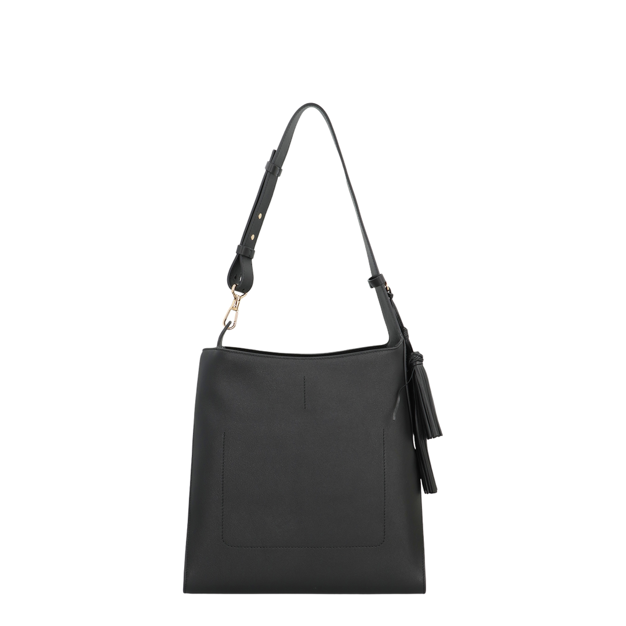 Medium Calfskin Belted Hobo Bag - Black - Image 4