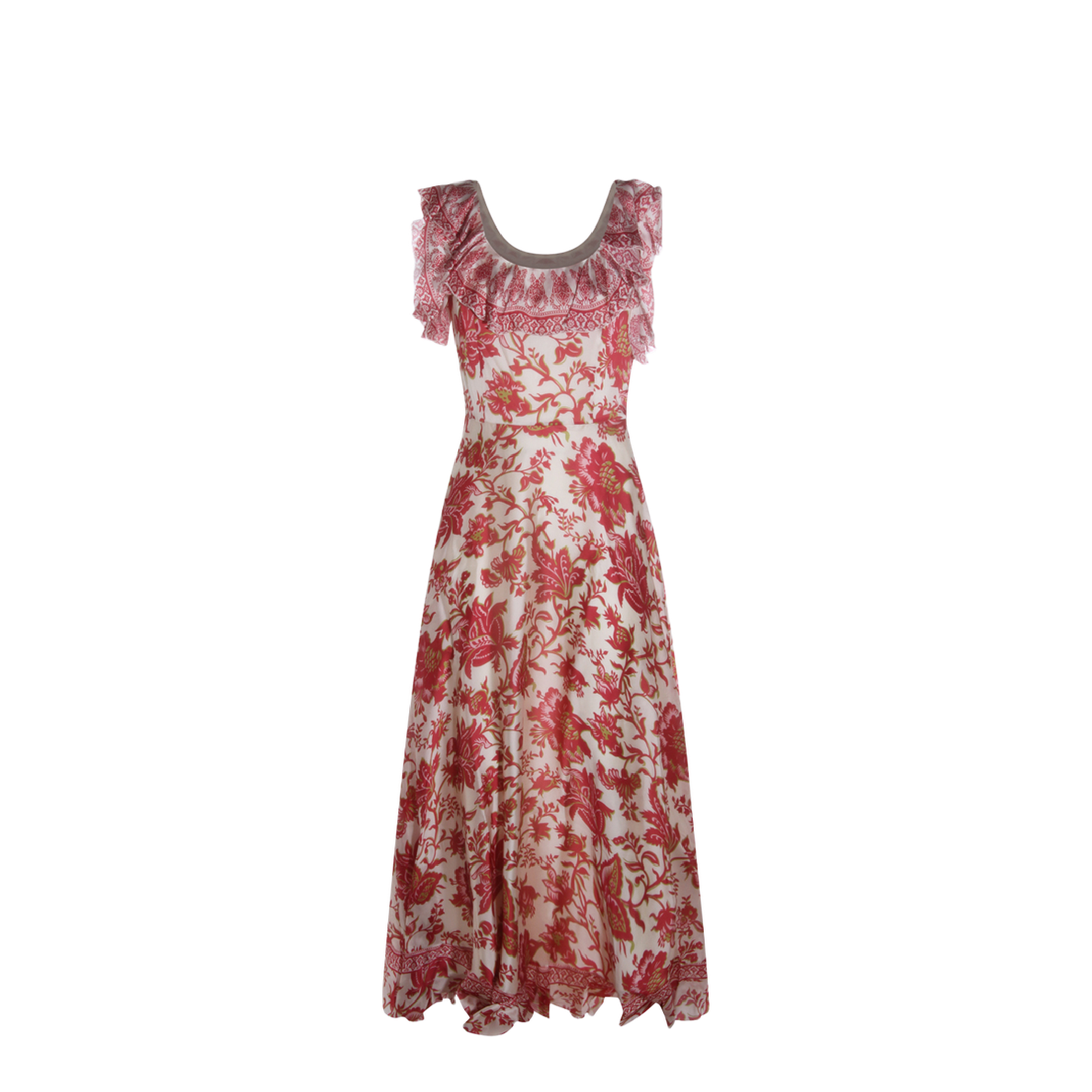 Floral Motif Silk Long Dress - Image 2