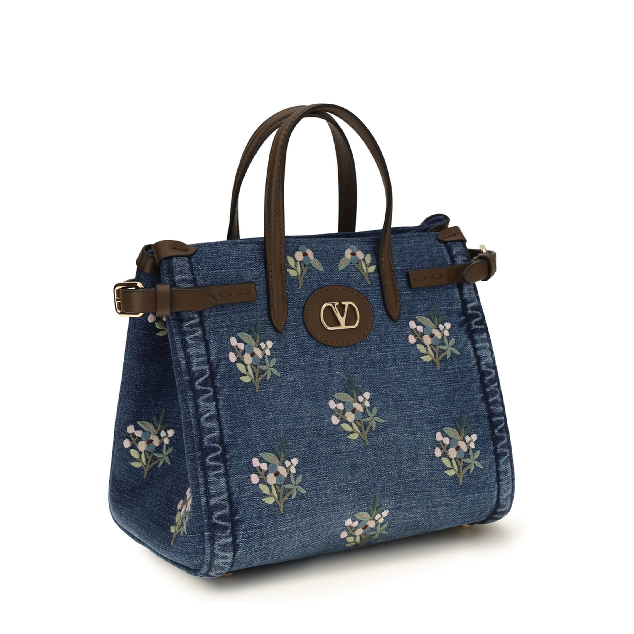 Small Antibes Handbag in Embroidered Denim - Image 2
