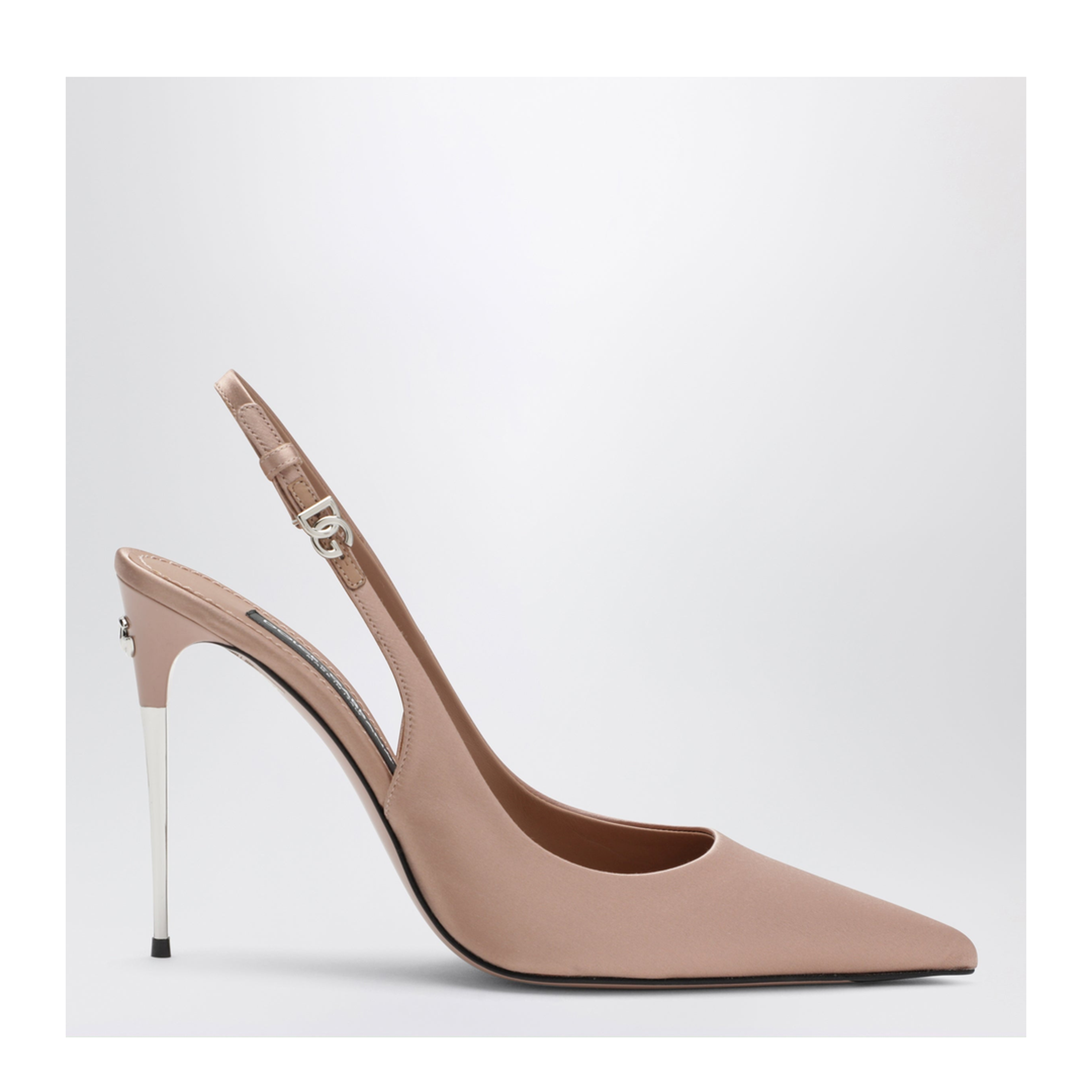 Beige Satin Slingback with Logo - Image 1