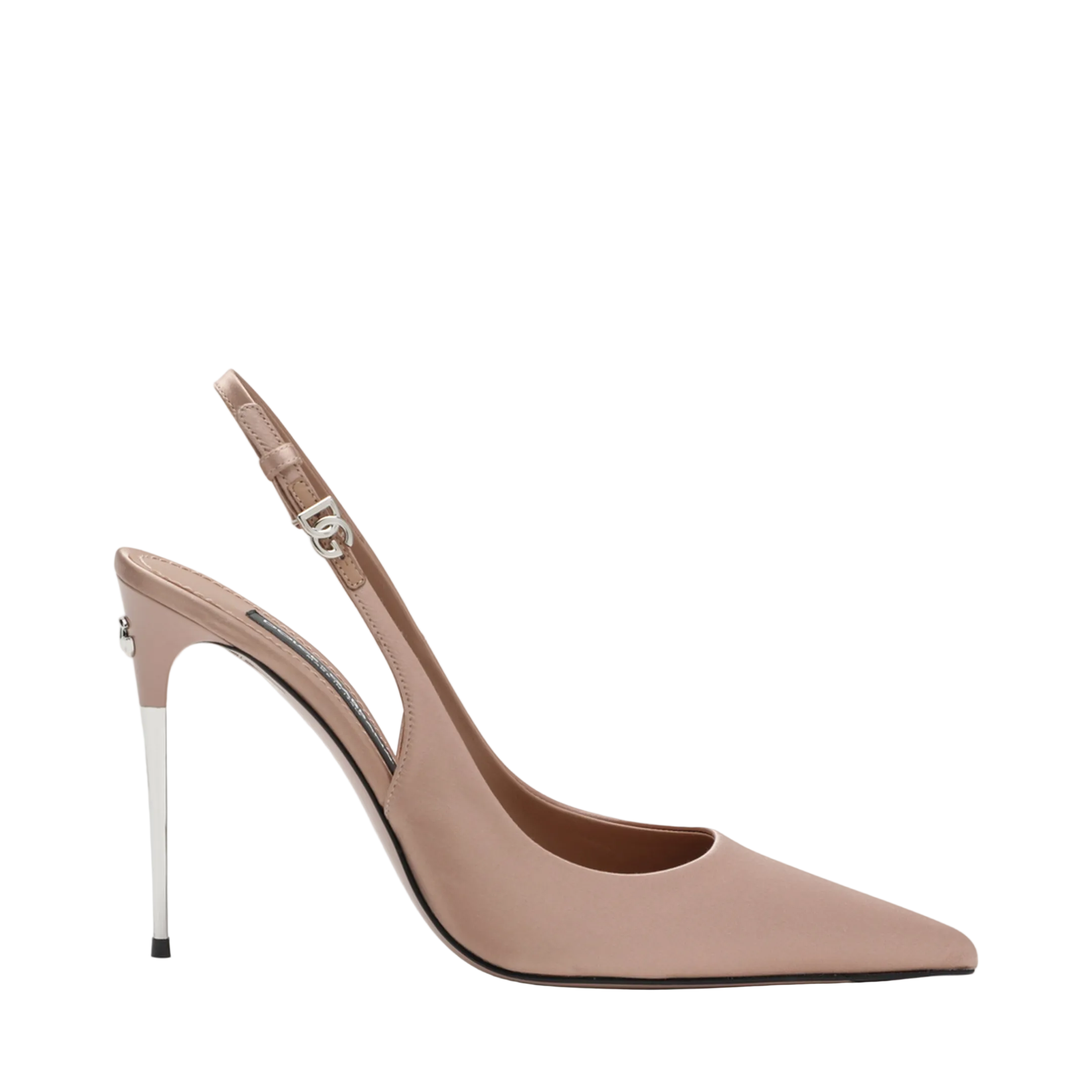 Beige Satin Slingback With Logo - Image 1