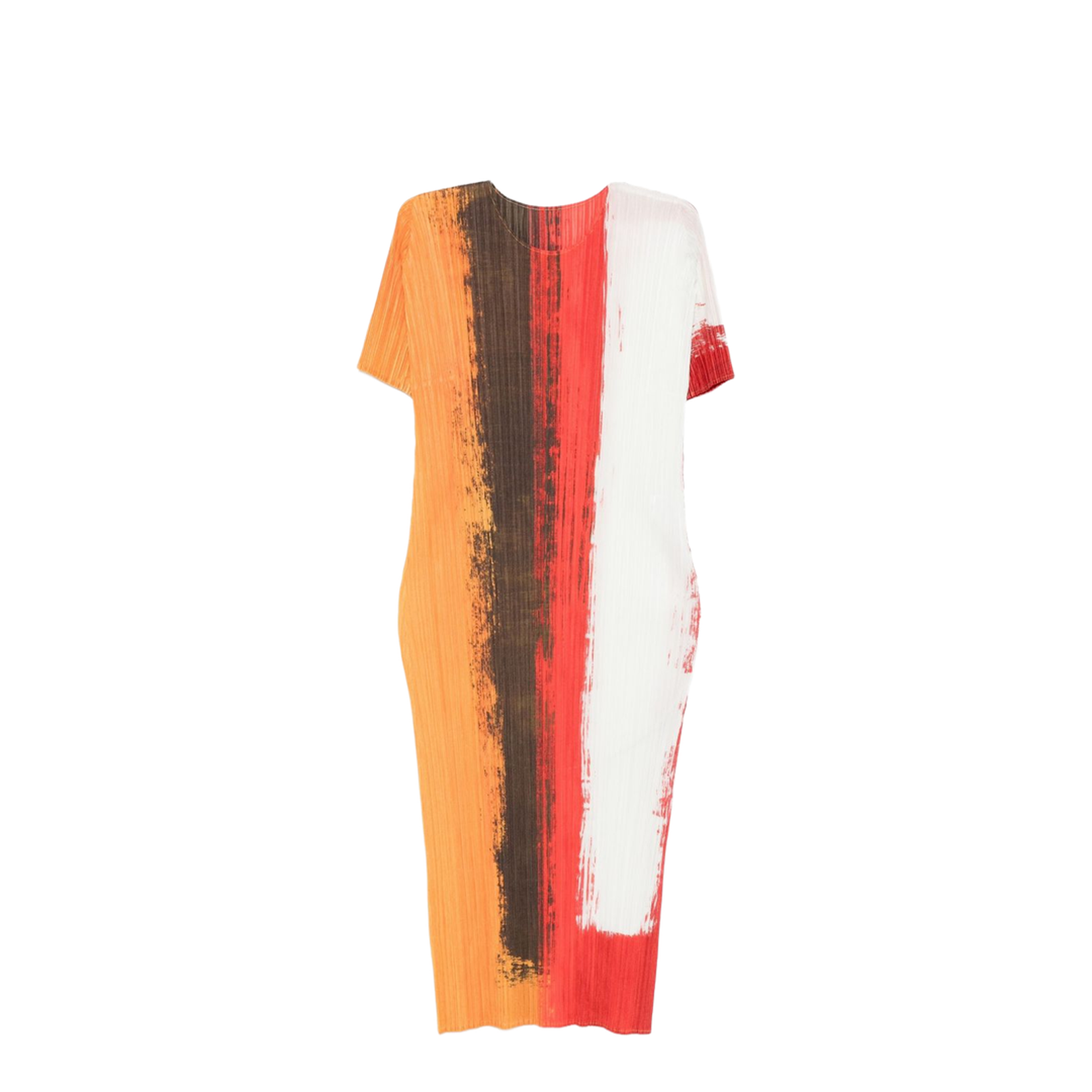 Pleated Paint-effect Midi Dress In Multi - Image 1