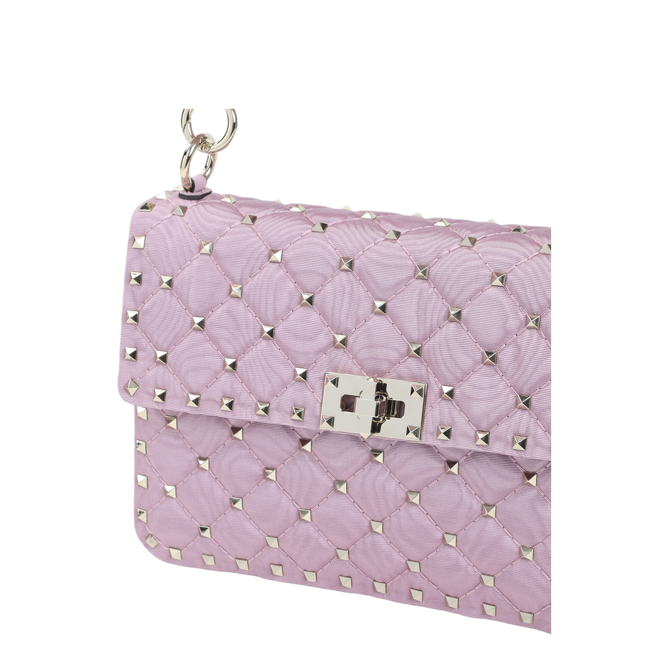 Pink Fabric Rockstud Handbag - Image 3