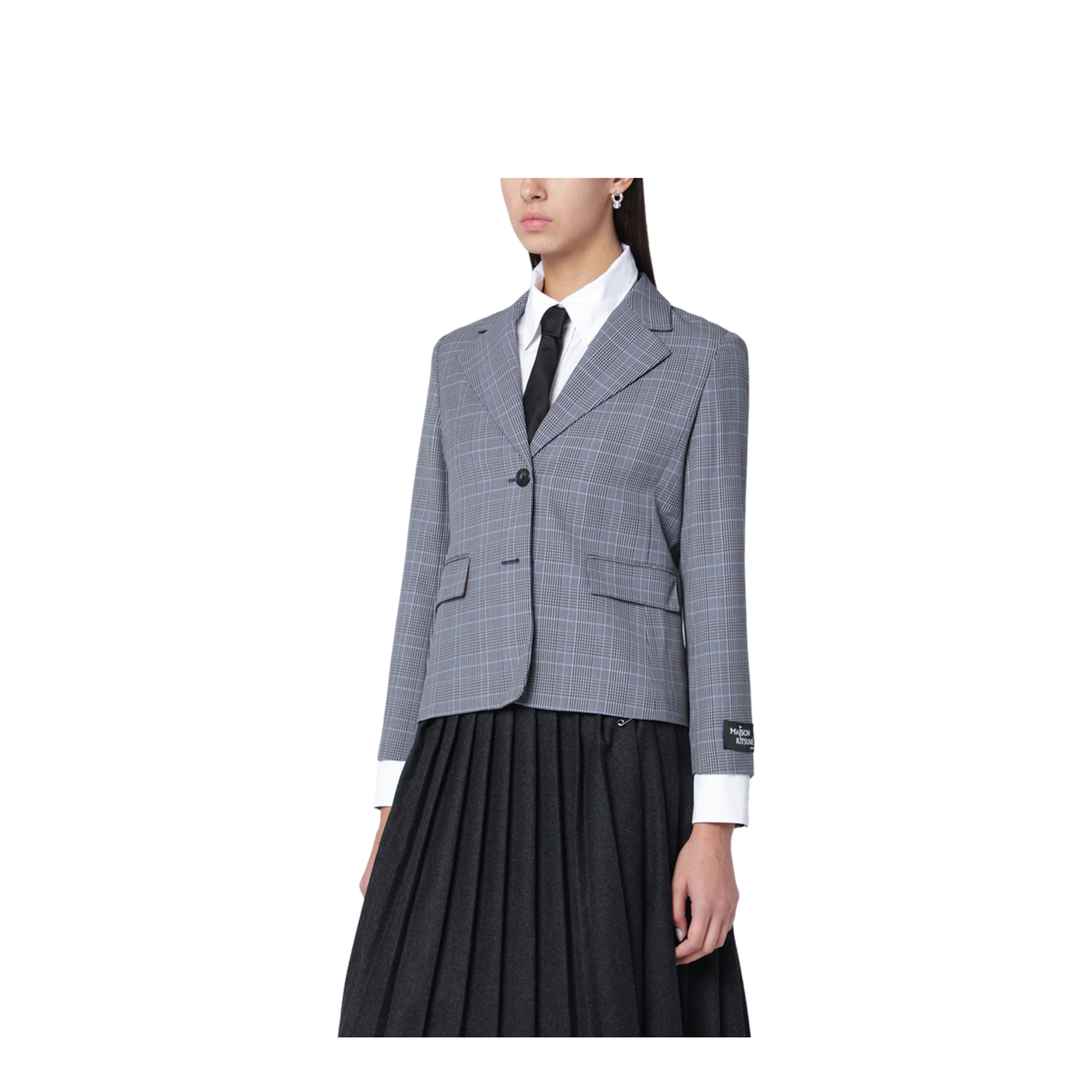 Blue Checked Single-Breasted Blazer - Image 1
