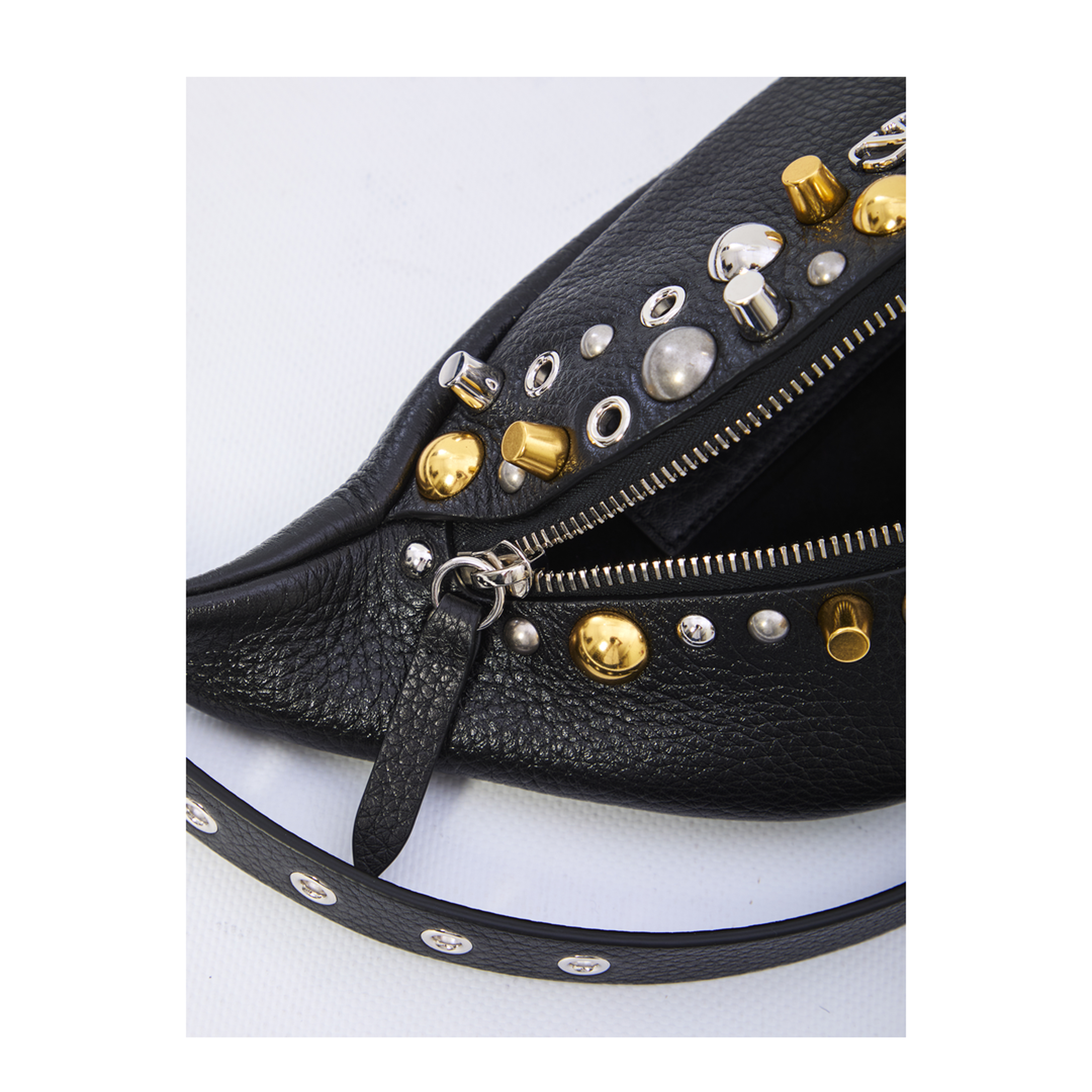 Nellcôte Studded Grainy Calfskin Belt Bag - Black - Image 4