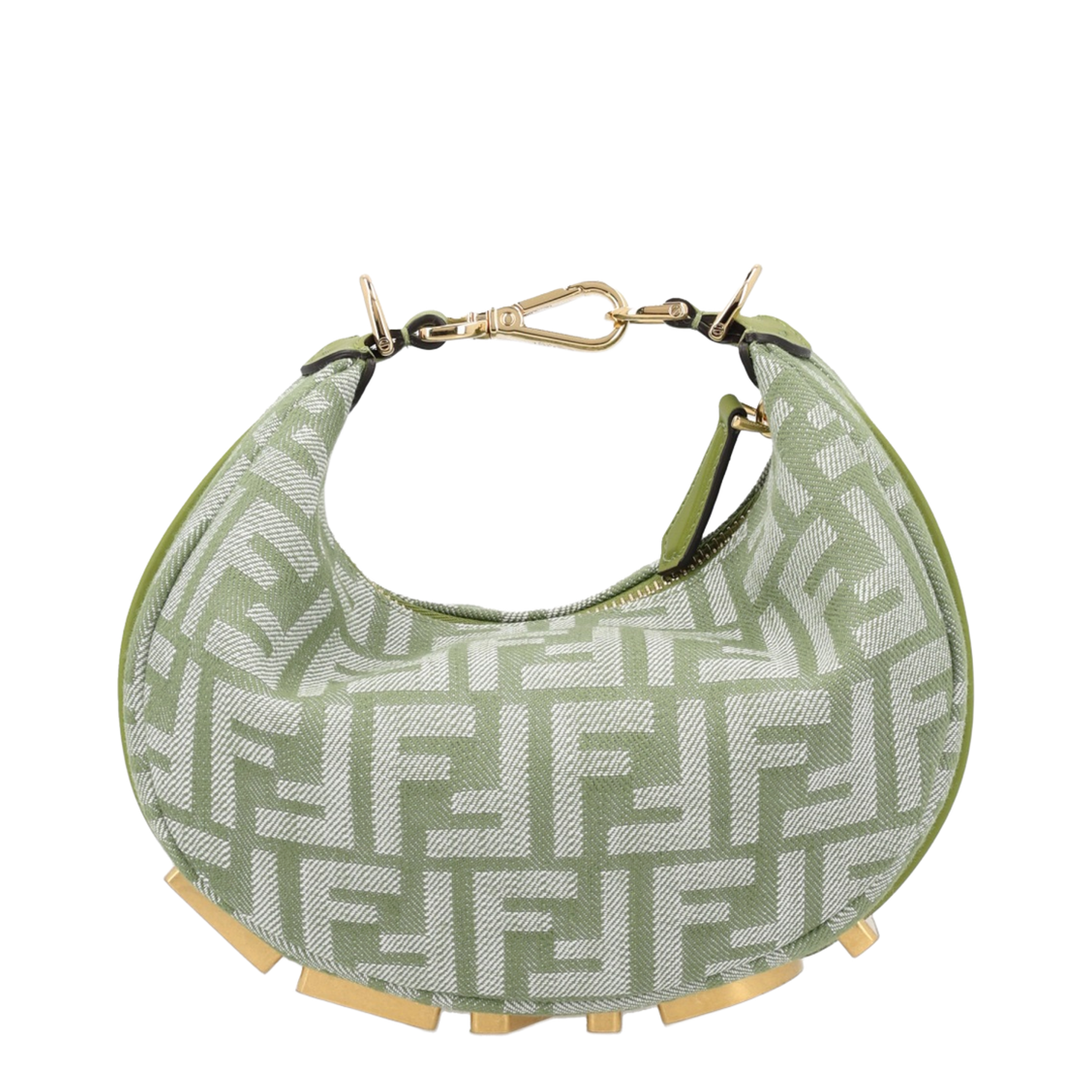 Fendigraphy Mini Denim-Effect FF Jacquard Bag - Verbena Green - Image 1