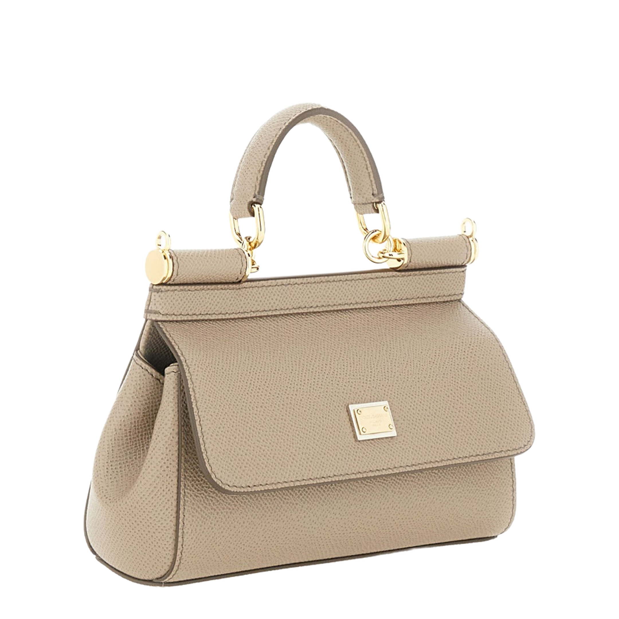 Sicily Mini Calfskin Top Handle Bag - Beige - Image 7