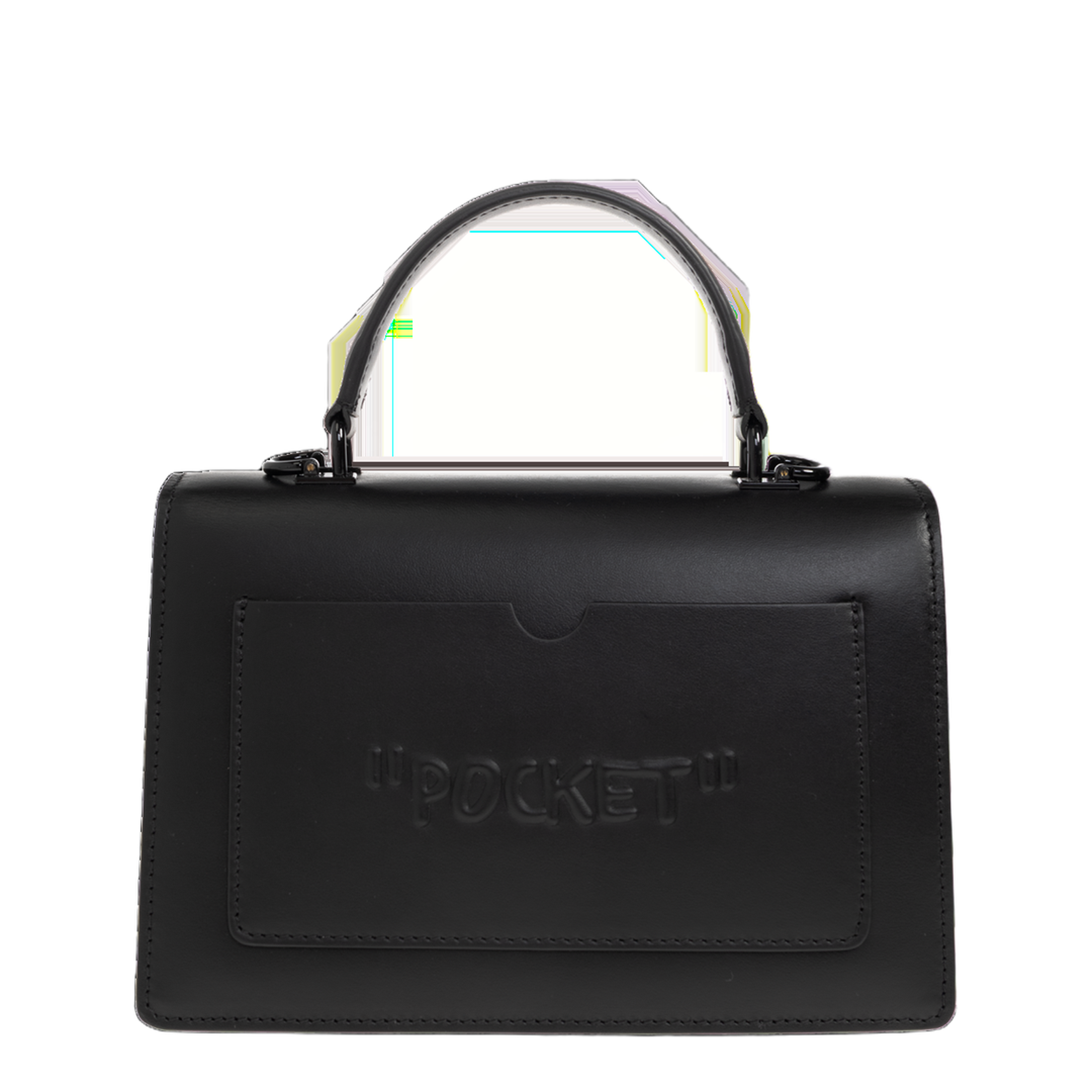Jitney Calfskin Top Handle Bag - Black - Image 3