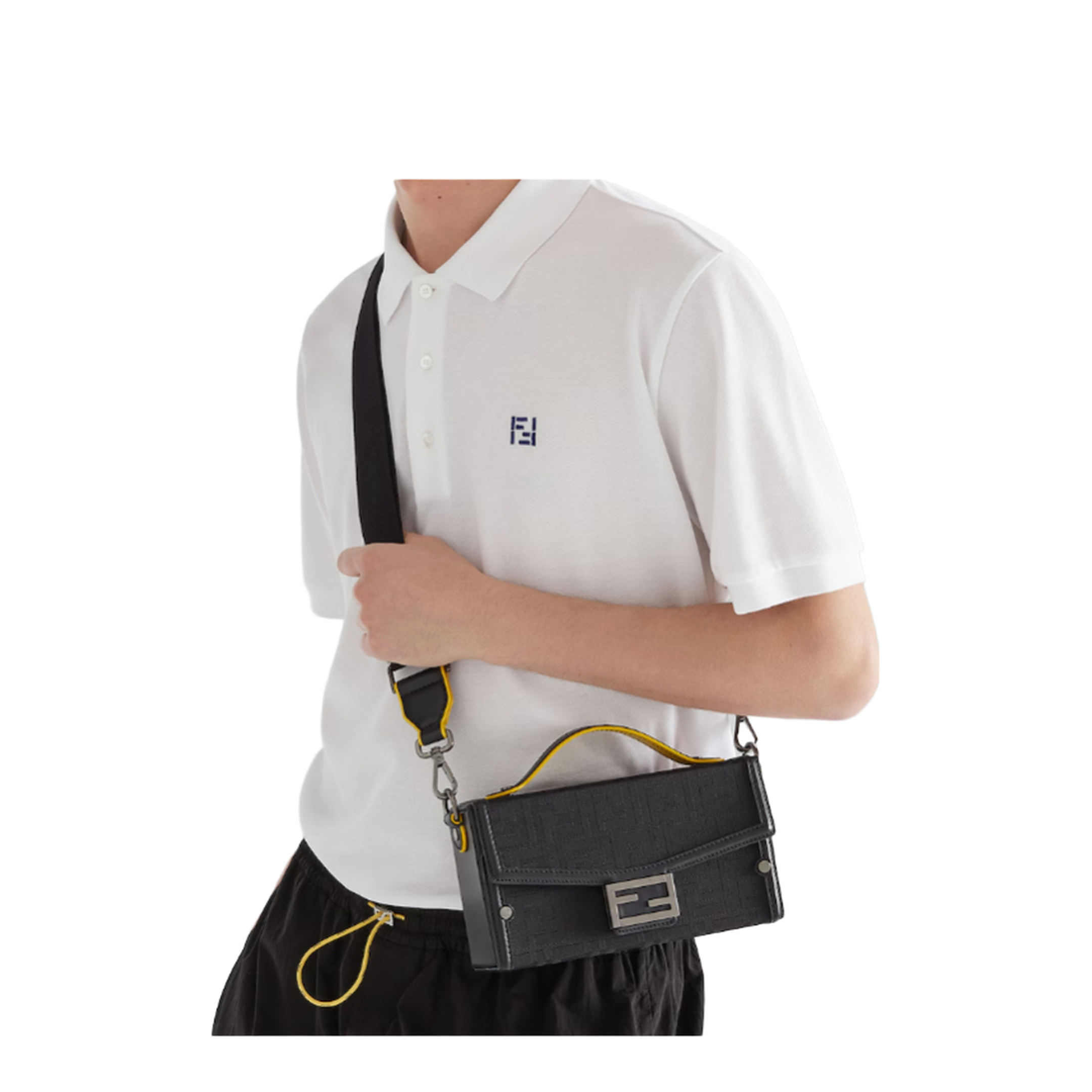 Baguette Soft Trunk Nylon Jacquard Crossbody - Black - Image 5